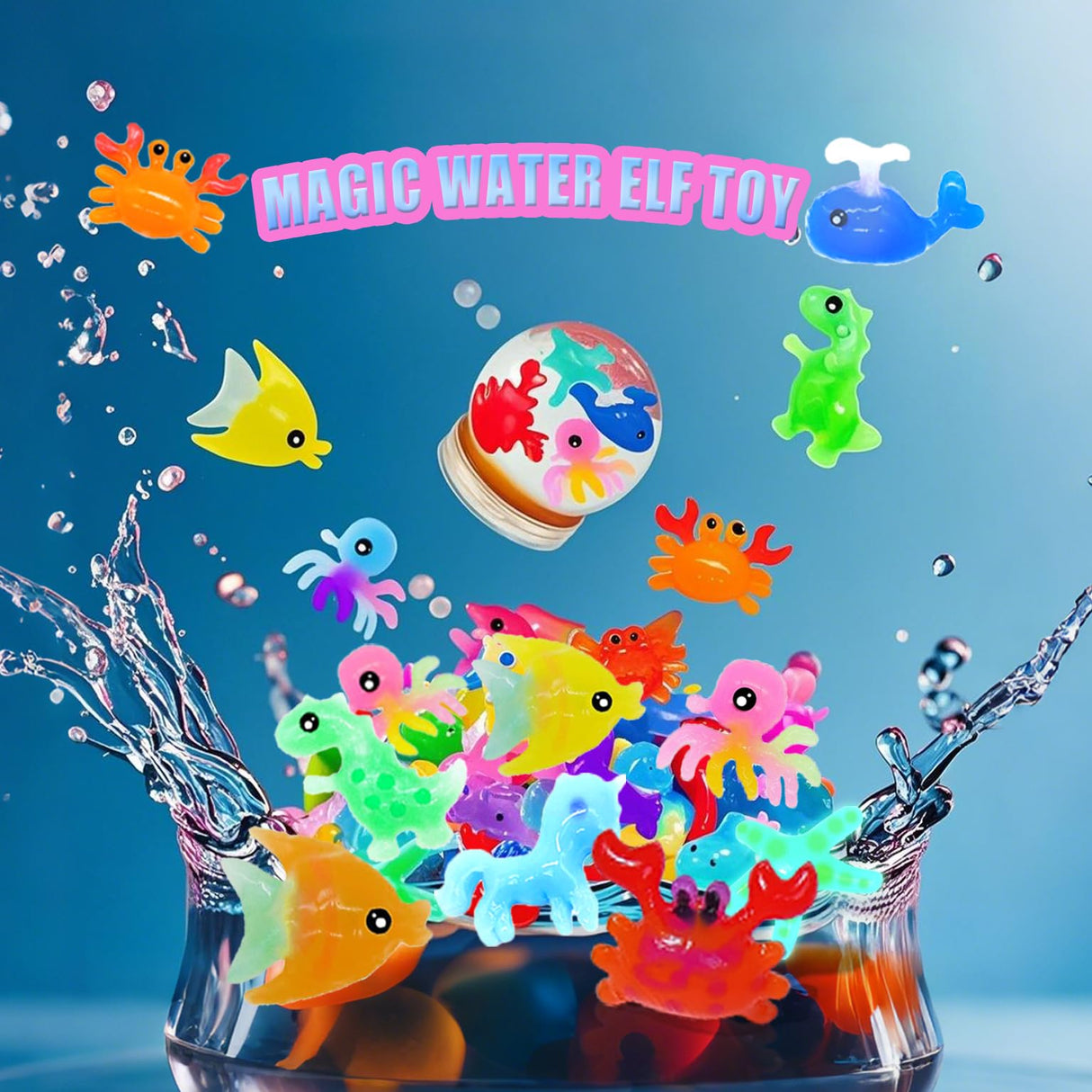 HFCHUPIN Magic Water Elf Toy Kit, Water Gel Kit with 6 Magic Gels,2 Bottles Ofluminous Gel 8 Sea Creature Molds. Birthday Gifts, Party Favors, Arts & Crafts DIY Kits for Kids HFCHUPIN