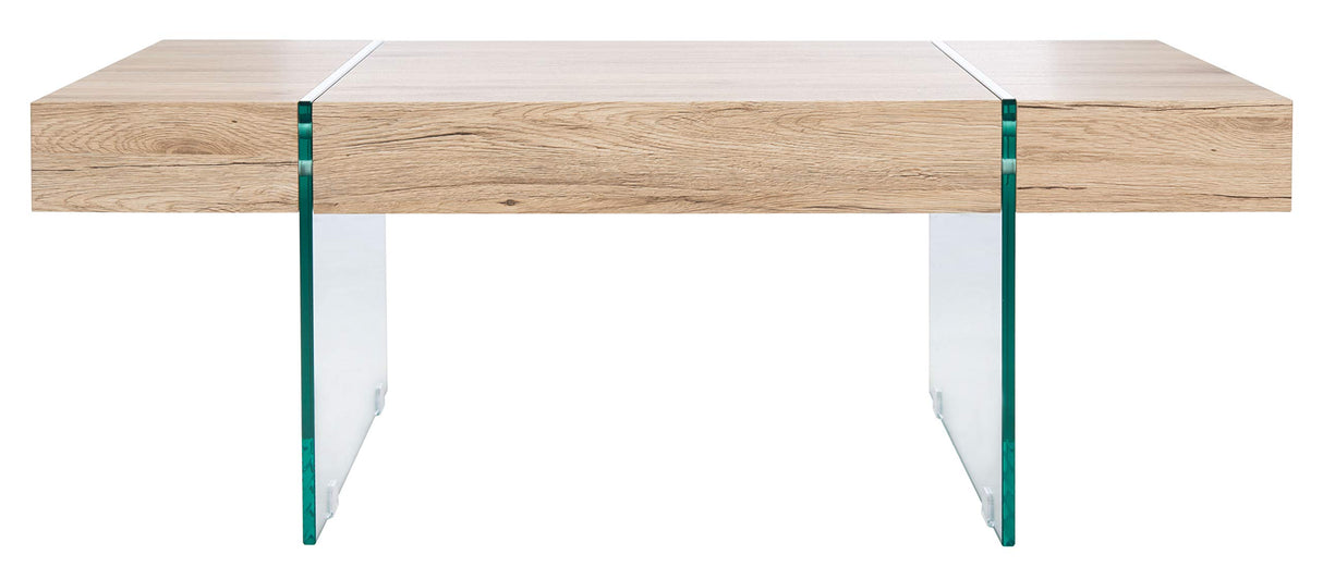 SAFAVIEH Home Collection – Jacob Natural Rectangular Floating Coffee Table with Glass Legs, Modern Architectural Design (COF7001C) SAFAVIEH