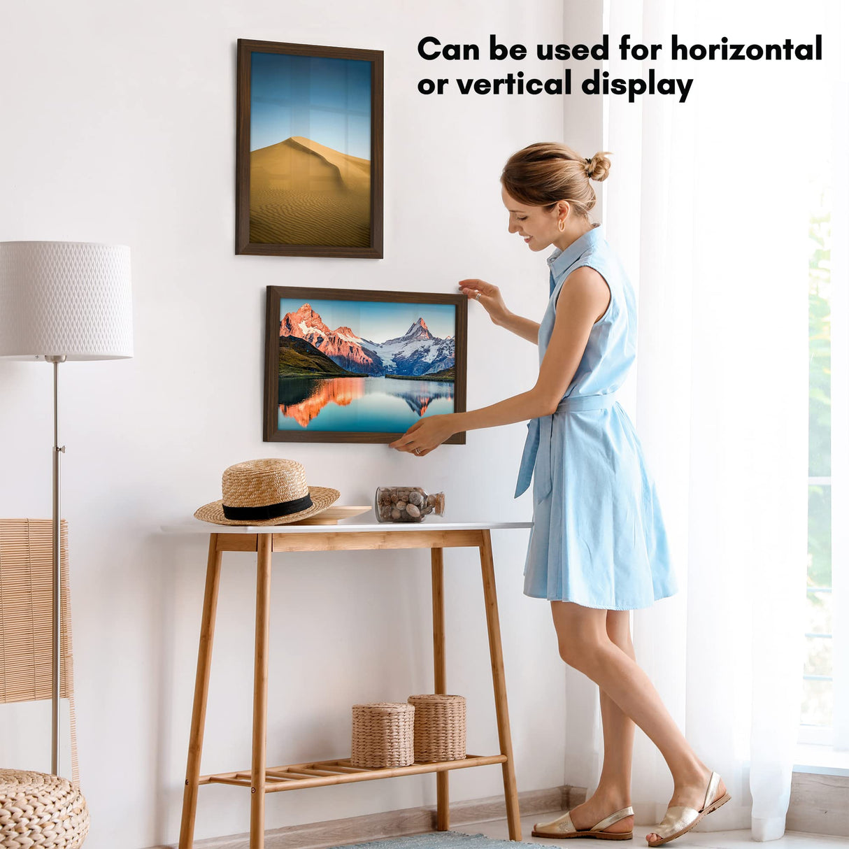 Americanflat 12x18 Poster Frame with Shatter-Resistant Glass - Gallery Style Frame with Engineered Wood - Signature Collection - Photo Frame for Wall Display - Walnut Americanflat