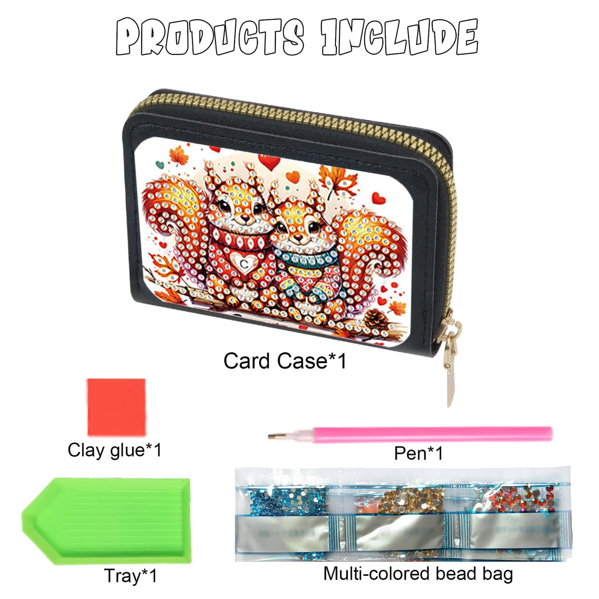 JISHSHAY Diamond Painting Credit Card Holder Squirrel Diamond Art Credit Card Wallet Squirrel Gem Art Wallet Gem Painting Coin Purse Mosaic Kits for Adults Billfold Animal Embroidery Kit Billfold JISHSHAY