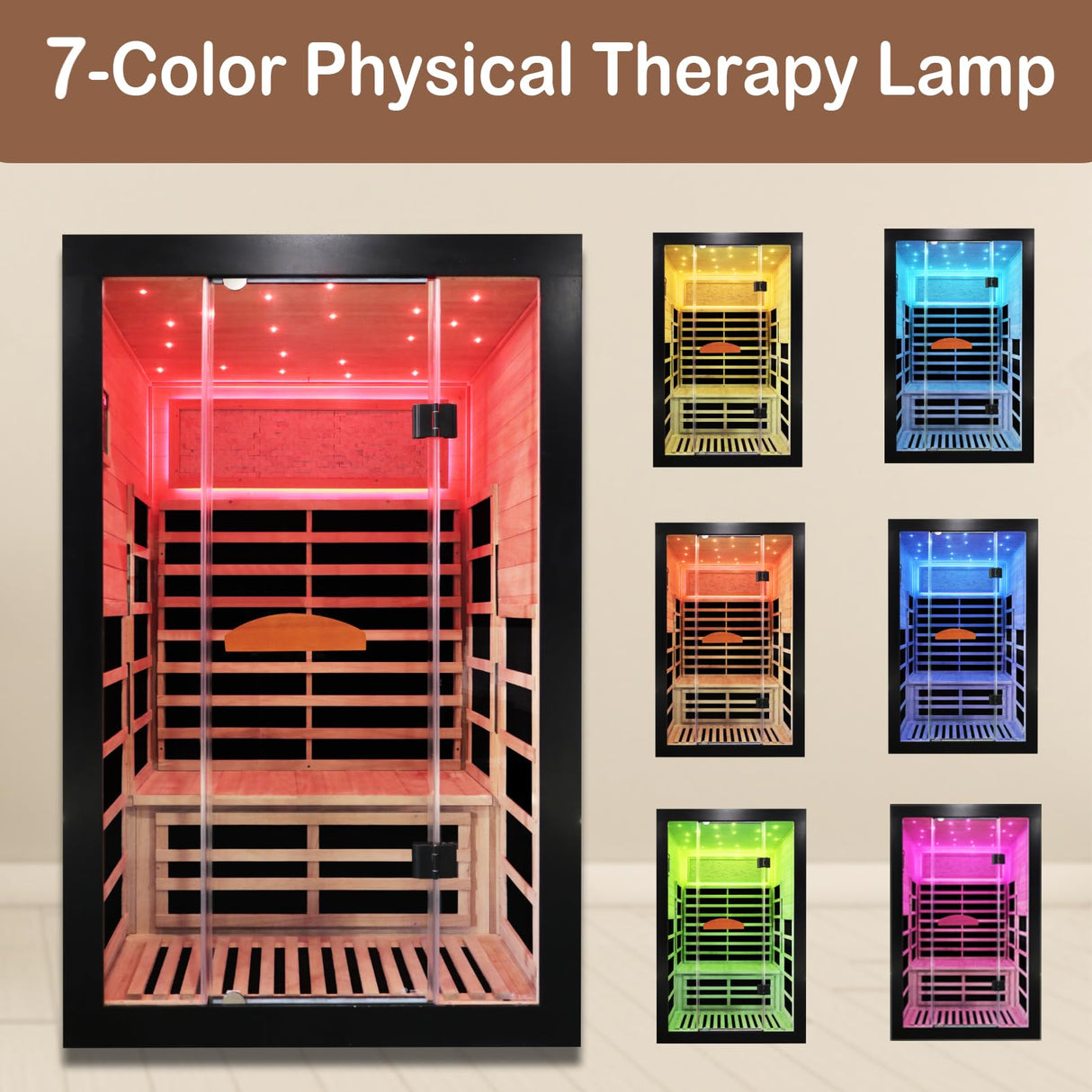 Far Infrared Home Sauna for 2 Person, 2000W 110V Indoor Sauna, Wooden Dry Spa Room with Red Light Therapy, Control Panel, Bluetooth Speaker InfraHHZQ