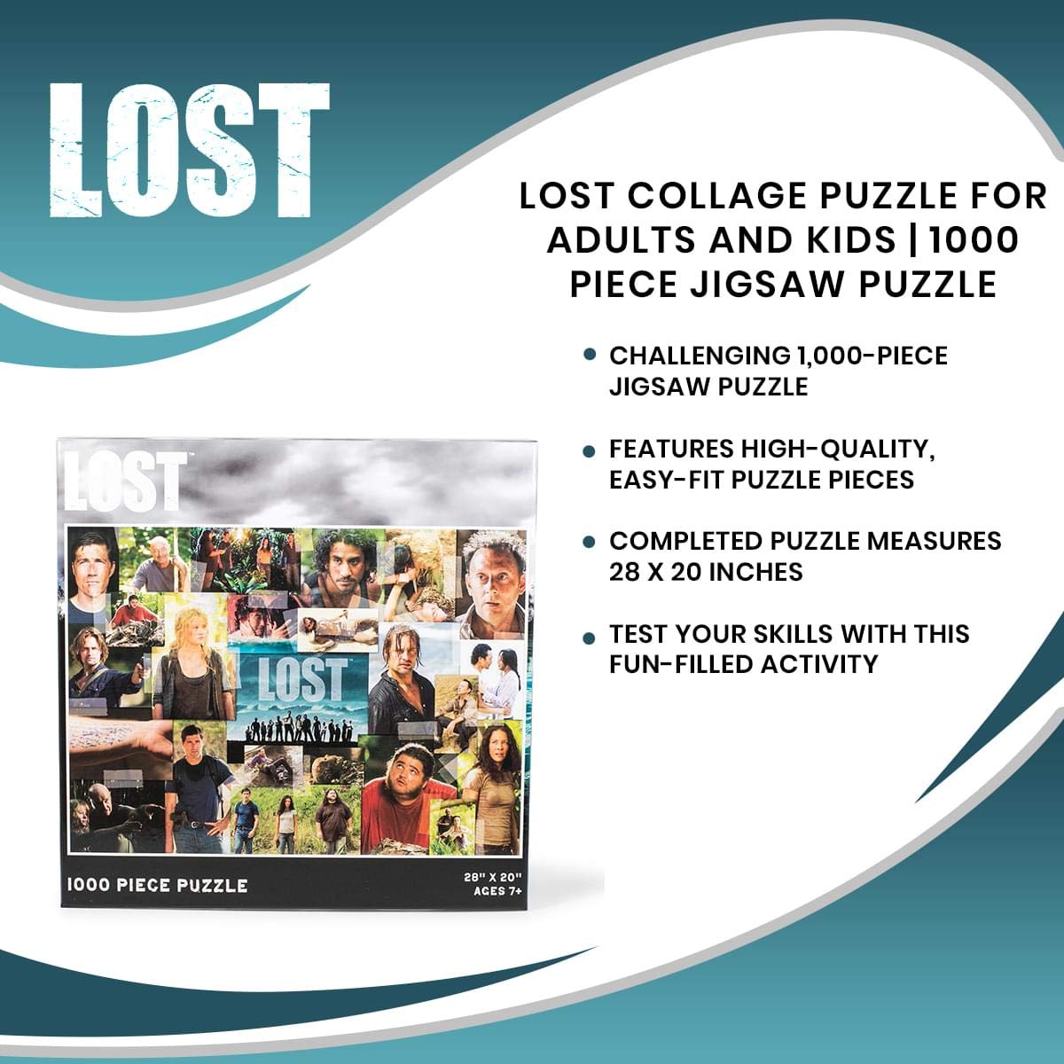 Lost TV Show Collage Puzzle for Adults and Kids | 1000 Piece Jigsaw Puzzle Toy | Challenging Interactive Brain Teaser for Family Game Night | 28 x 20 Inches Toynk