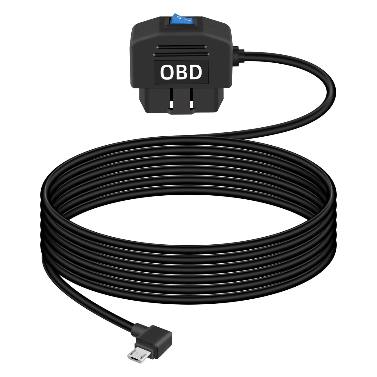 GELRHONR Right Angle OBD Power Cable for Dash Camera, Micro USB OBD2 Dashcam Hardwire Kit with 24 Hours Surveillance and Acc 2 Mode 11.5FT for EV Hybrid Fuel Vehicles(Right Angle Micro Black) GELRHONR