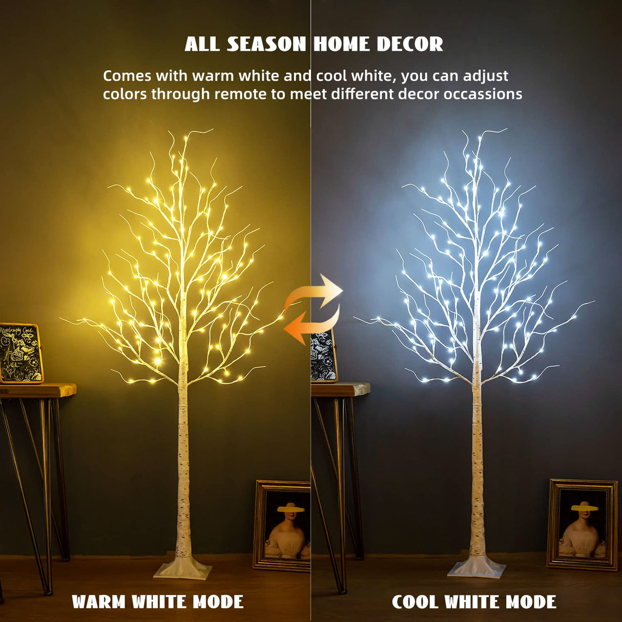 ZHOUDUIDUI Lighted Birch Tree, 6ft 96LED Birch Tree Lights,Artificial Twig Tree Light 9Modes Timer for Indoor Outdoor Christmas Halloween Easter Tree Home Party Wedding Decor,Warm & Cool White ZHOUDUIDUI