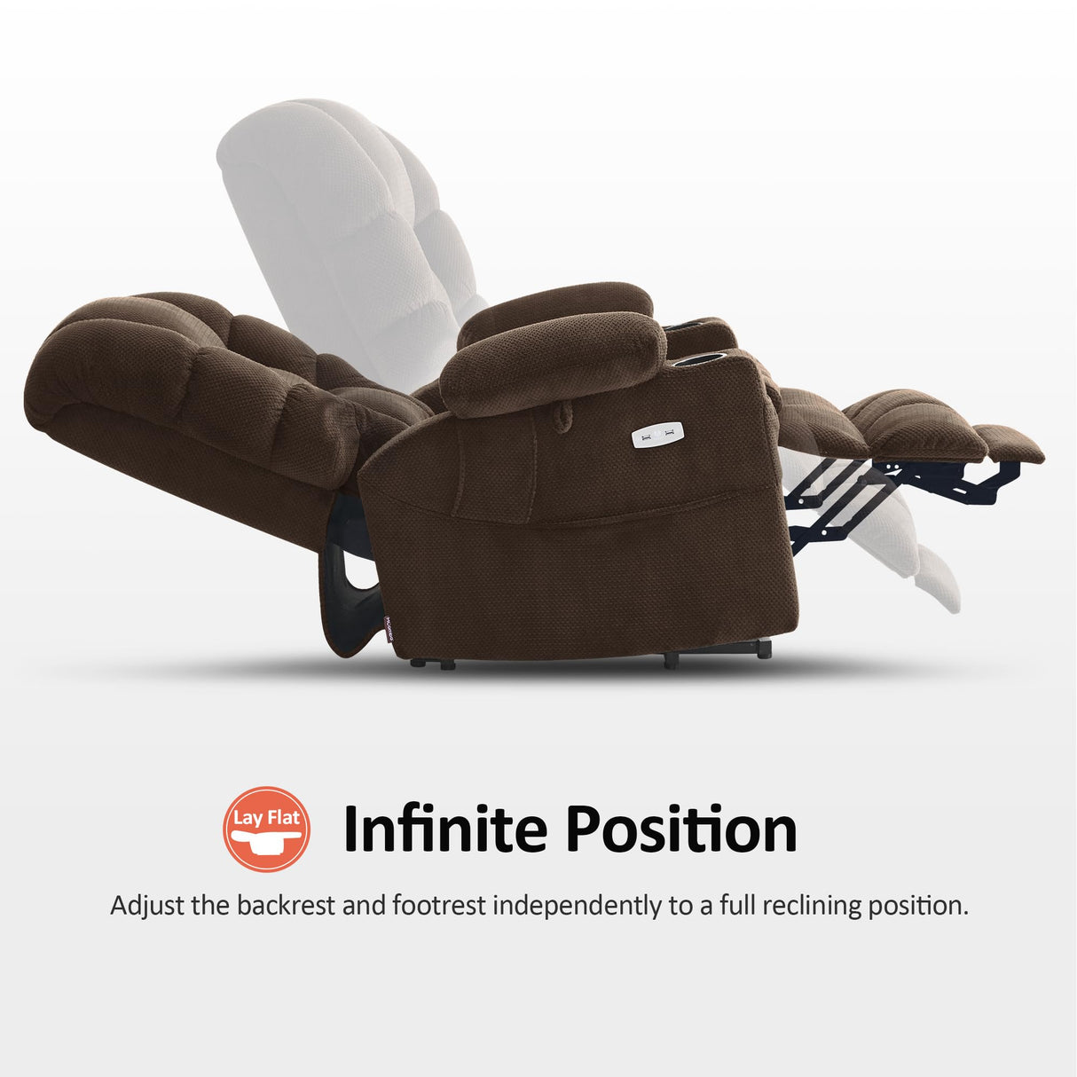 MCombo Dual Motor Power Lift Recliner Chair with Massage and Dual Heating, Adjustable Headrest for Big and Tall Elderly People, Fabric 7634 (Coffee, Large-Regular) MCombo