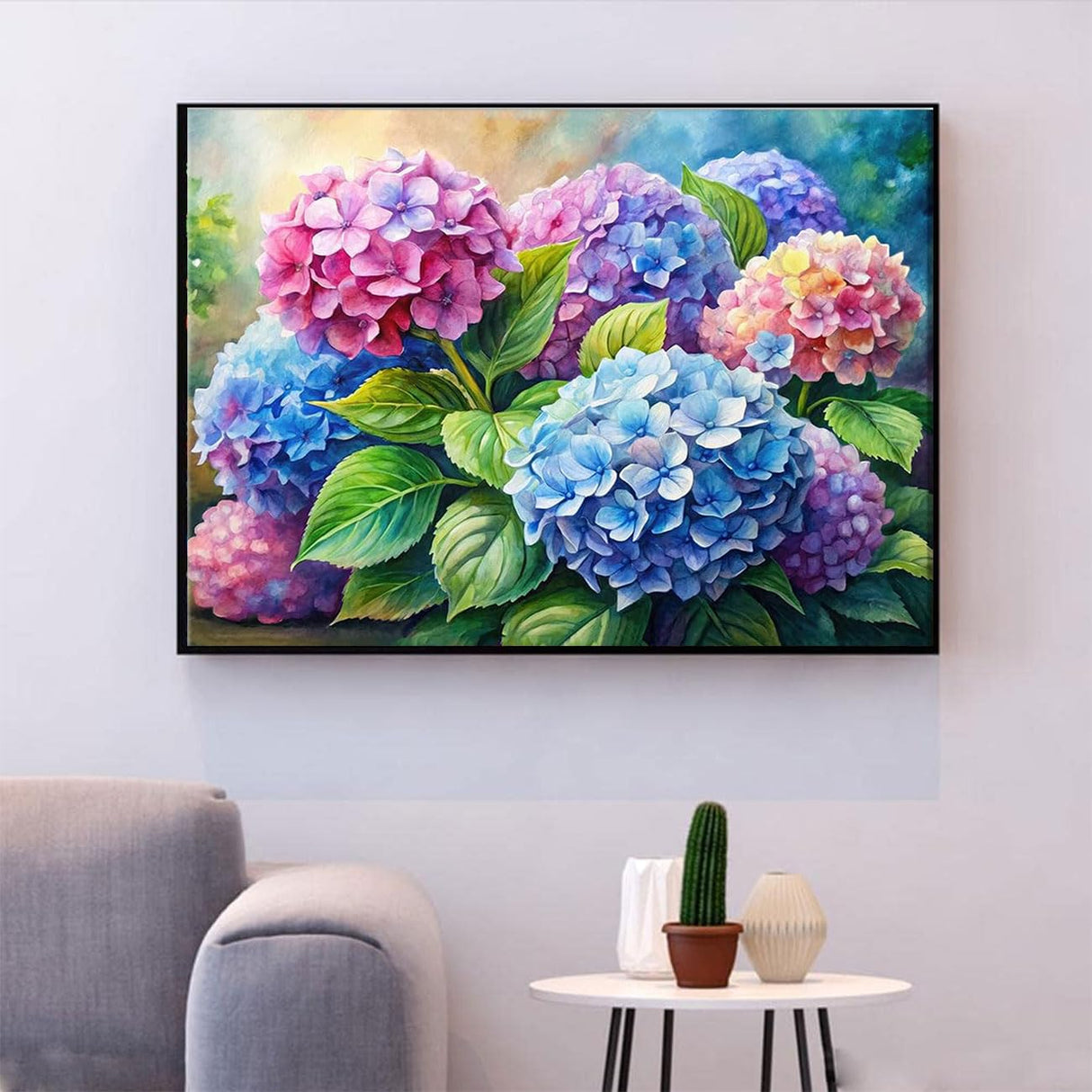 EIBEILI Diamond Painting Kits for Adults, Hydrangea Flowers 5D Diamond Art Kits for Beginner DIY Full Drill Diamond Dots Crystal Craft Kits for Home Wall Decor Gifts 12x16 Inch EIBEILI