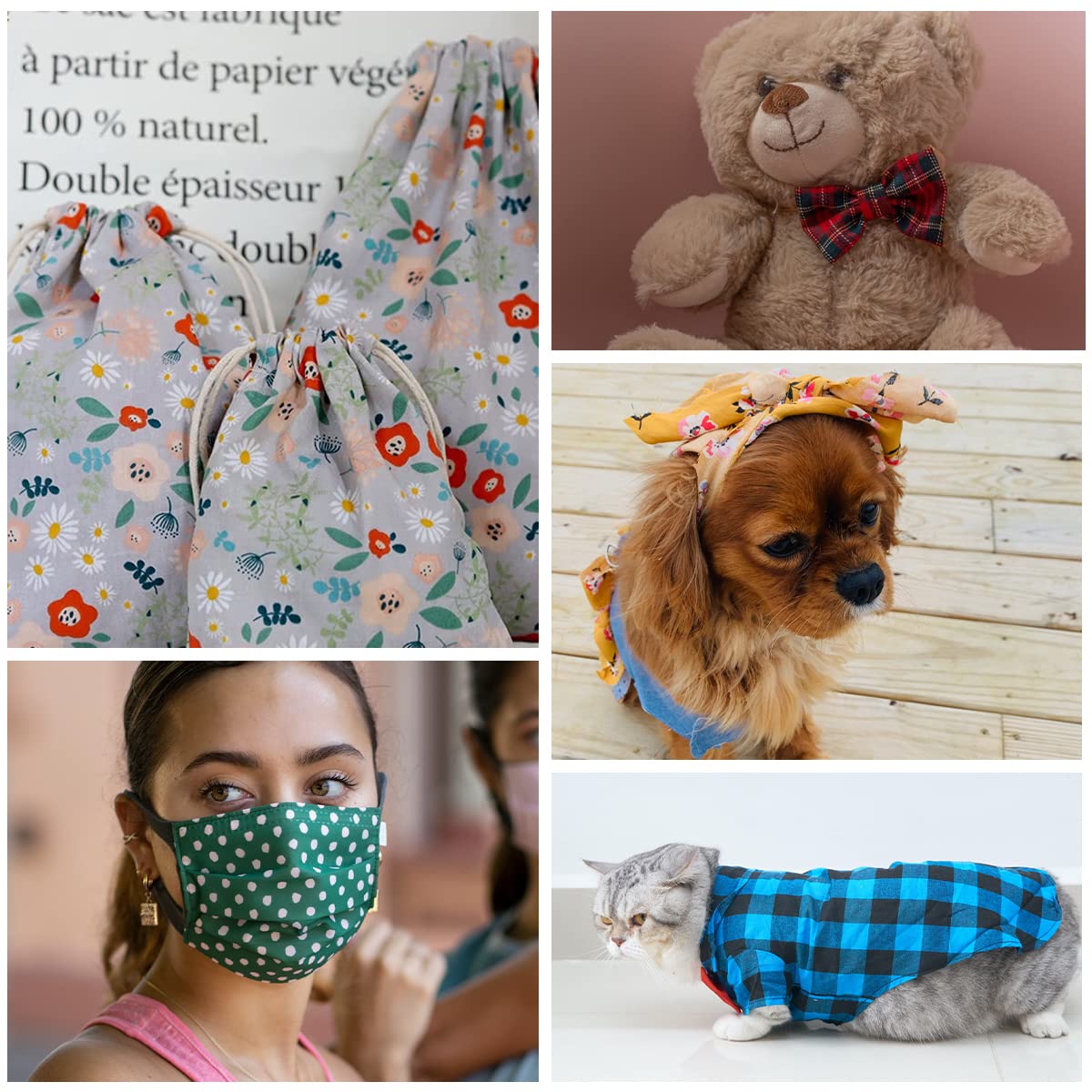 9.8X 9.8 42Pcs Cotton Print Fabric Bundle Squares Pre-Cut Multicolor Design Printed Quilting Sewing Floral for Quilting Patchwork DIY Craft Scrapbooking Cloth (Red/Yellow/Green/Blue/Pink/Purple) BDS-HOME