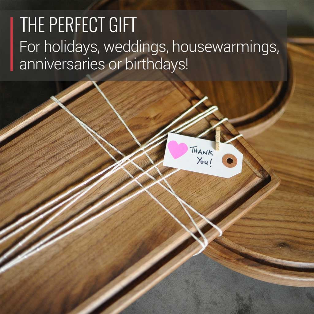 Made in USA Black Walnut Wood Cutting Board by Virginia Boys Kitchens - Butcher Block Wooden Carving Board with Juice Well made from Sustainable Virginia Boys Kitchens