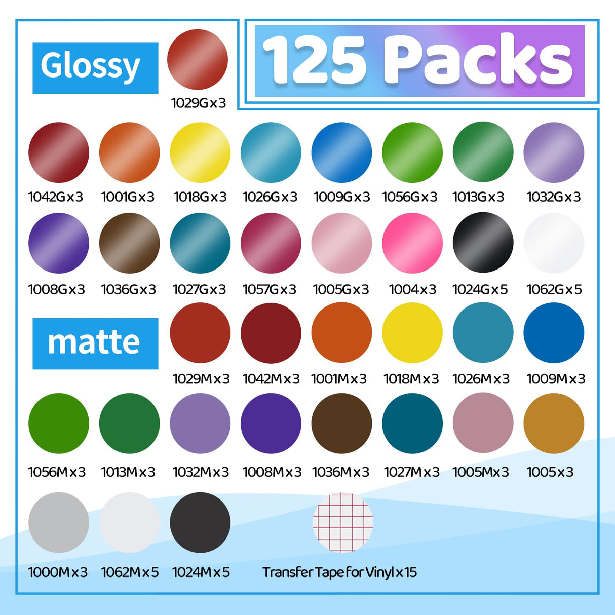 Lya Vinyl Permanent Vinyl for Cricut,125 Pack 12"x12" Self Adhesive Vinyl Sheets,Permanent Outdoor Vinyl for Party Decoration, Sticker, DIY Mug, Car Decal Lya Vinyl