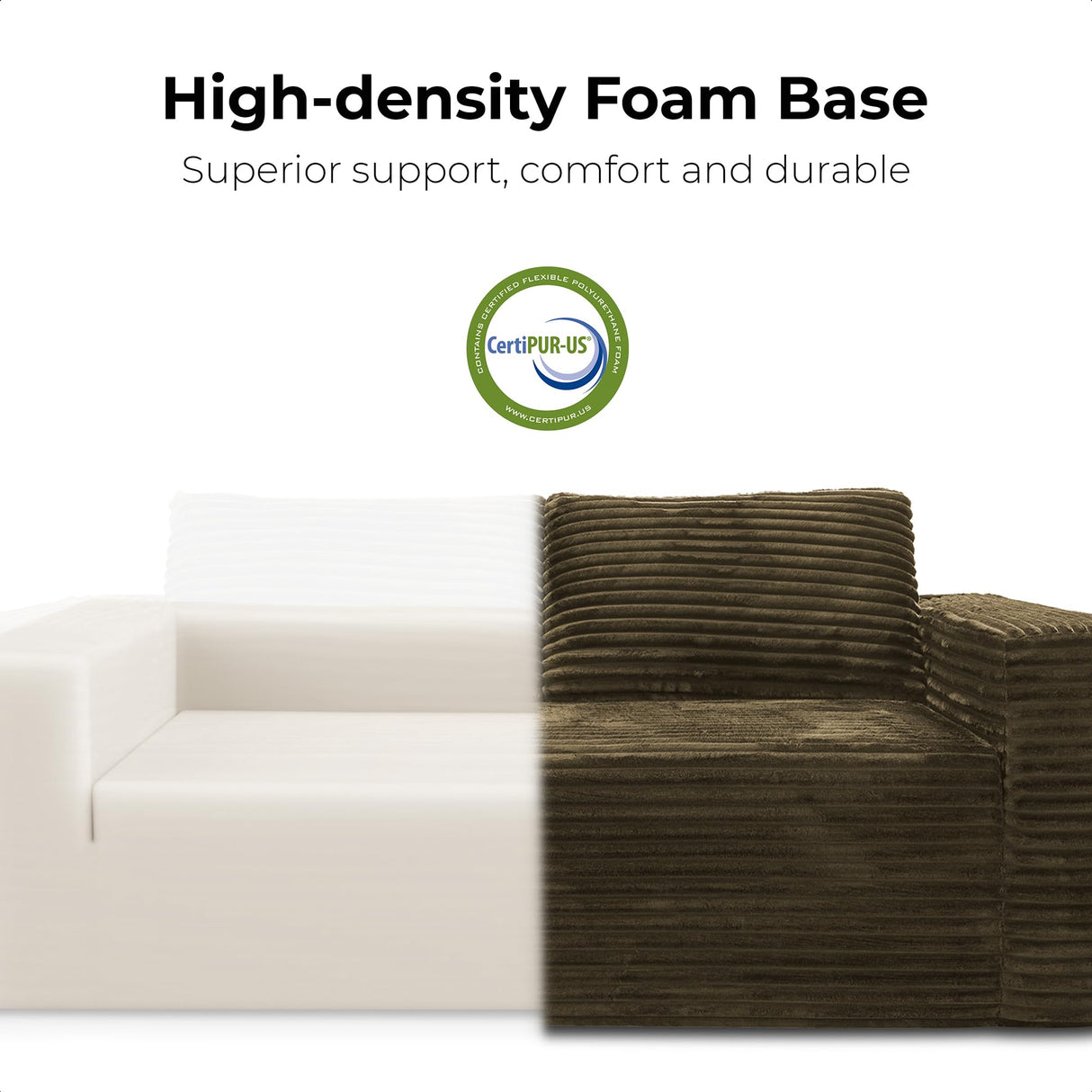 LIKIMIO 71" Loveseat Sofa in a Box - Plush Corduroy Deep Seat Couch, No Assembly Required, Space-Saving Design for Compact Living Room, Apartment, Home Office, Brown LIKIMIO