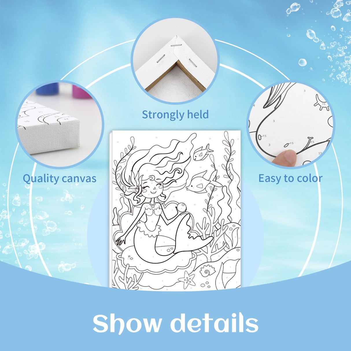 goldentime 3 Pack Kids Paint by Numbers Ages 4-8-12 Includes 8x10 inch Framed Canvas with 19 Acrylic Paints, 5 Brushes Fun and Easy Predrawn Canvas for Painting Kids goldentime