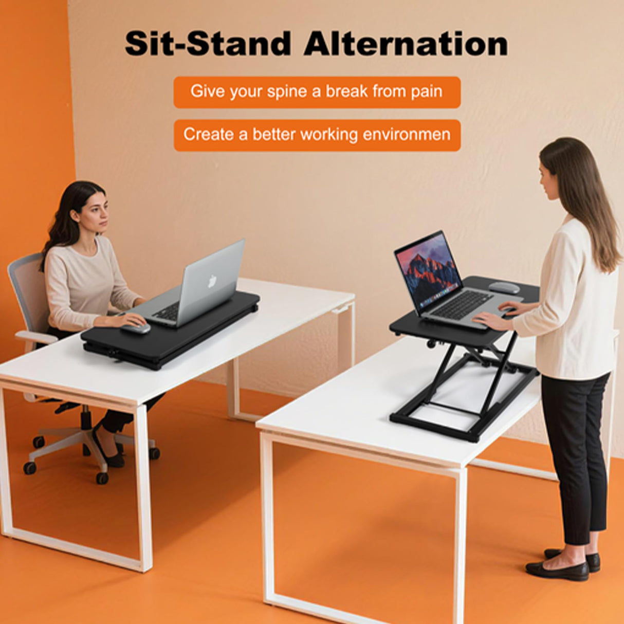 Rxrpexjke Standing Desk Converter Height Adjustable, Stand up Desk Riser, Easy Lift Height Converter Computer Workstations Home Office Study Room Portable Small Table Black Size 23.6 Inch C Rxrpexjke