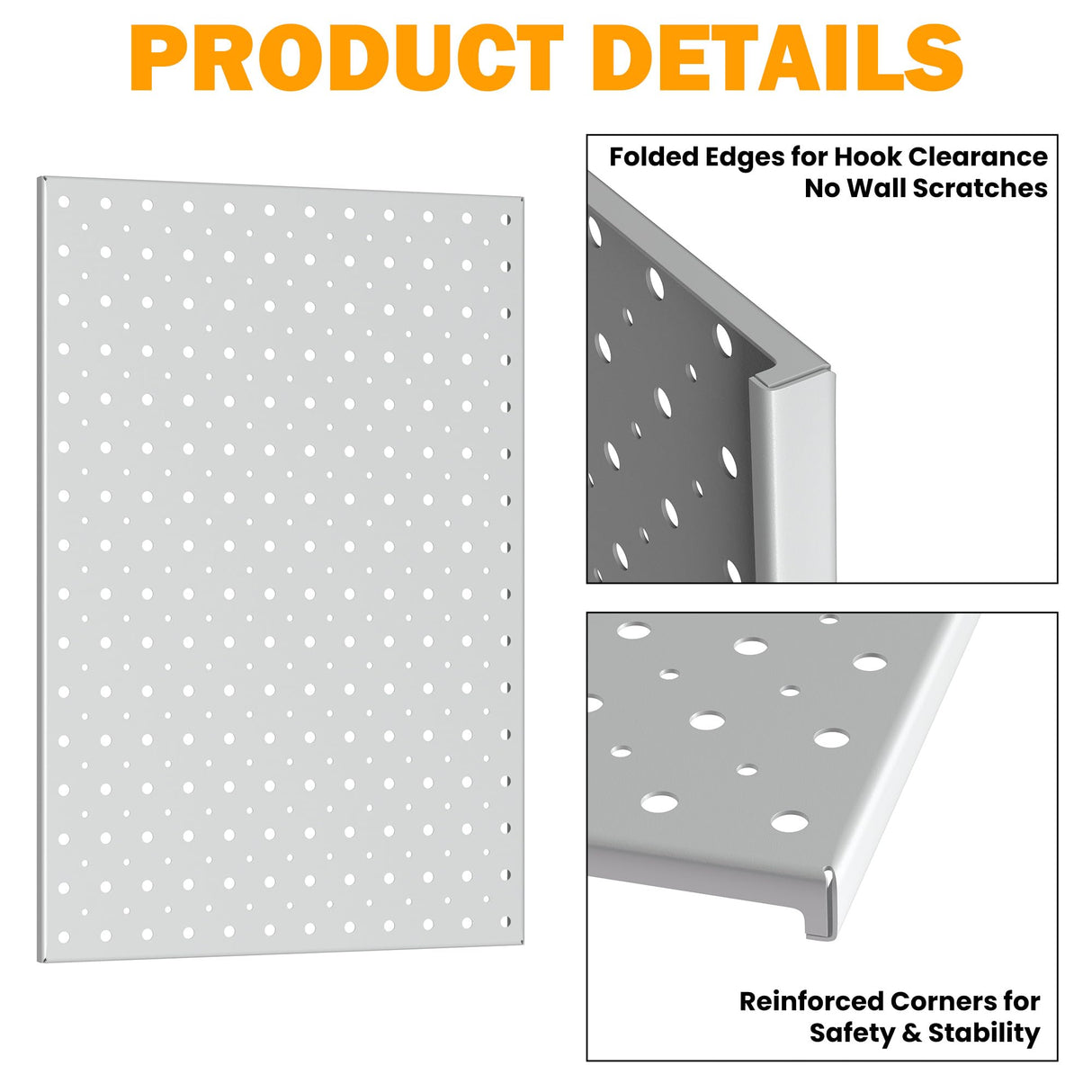 Pegboard Smith Metal Pegboard Panels, 16" x 12" Heavy-Duty Wall Peg Boards for Garage Tool Storage, Pegboard Organizer System (Pack of 3, Gray) Pegboard Smith