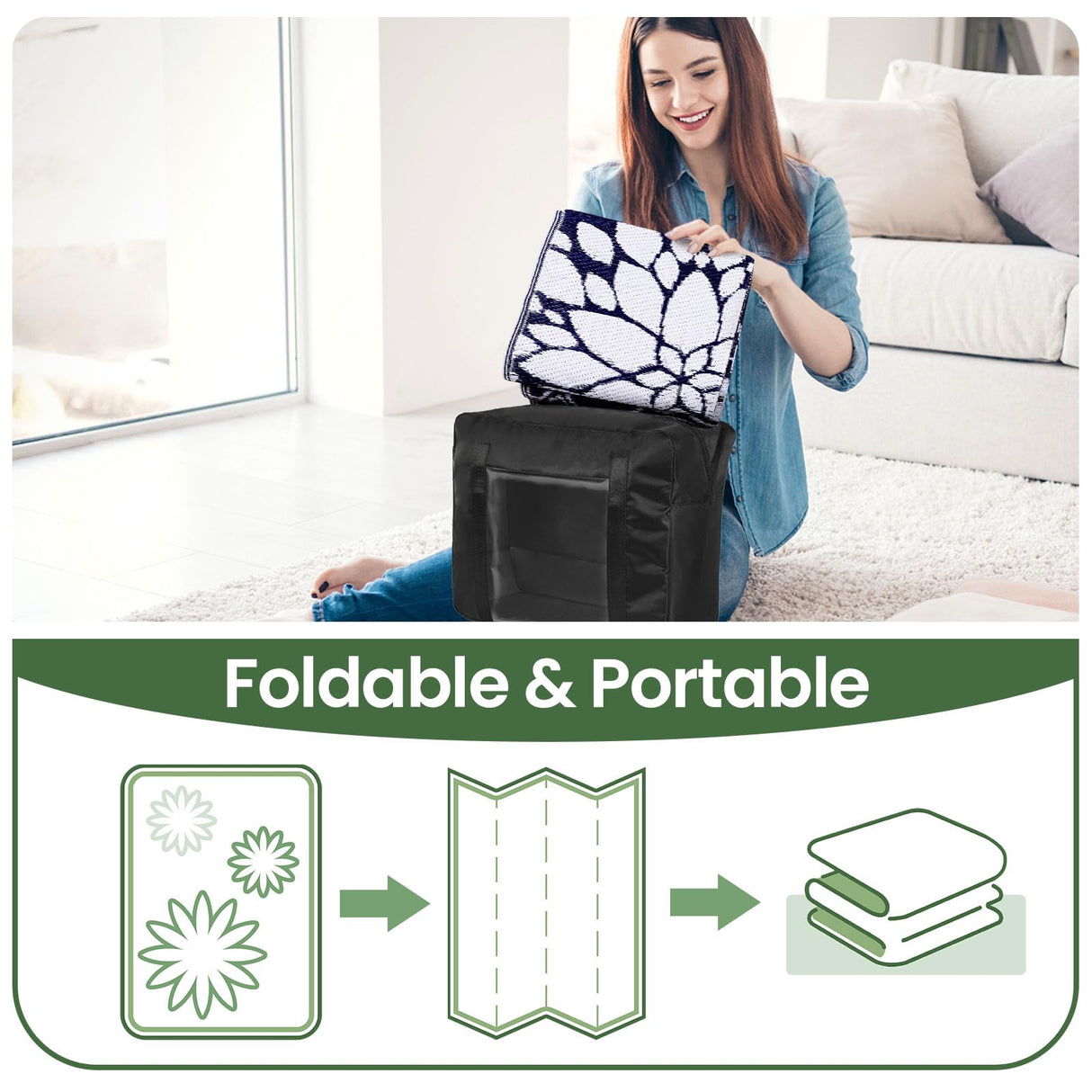 LuxStep Outdoor Rug Waterproof Outdoor Plastic Straw Rug Reversible Patio Rug Mat Outdoor Decor Large Area Mats for RV, Picnic, Backyard, Deck, Balcony, Porch, Beach, Camping, 6'x 9',Blue LuxStep