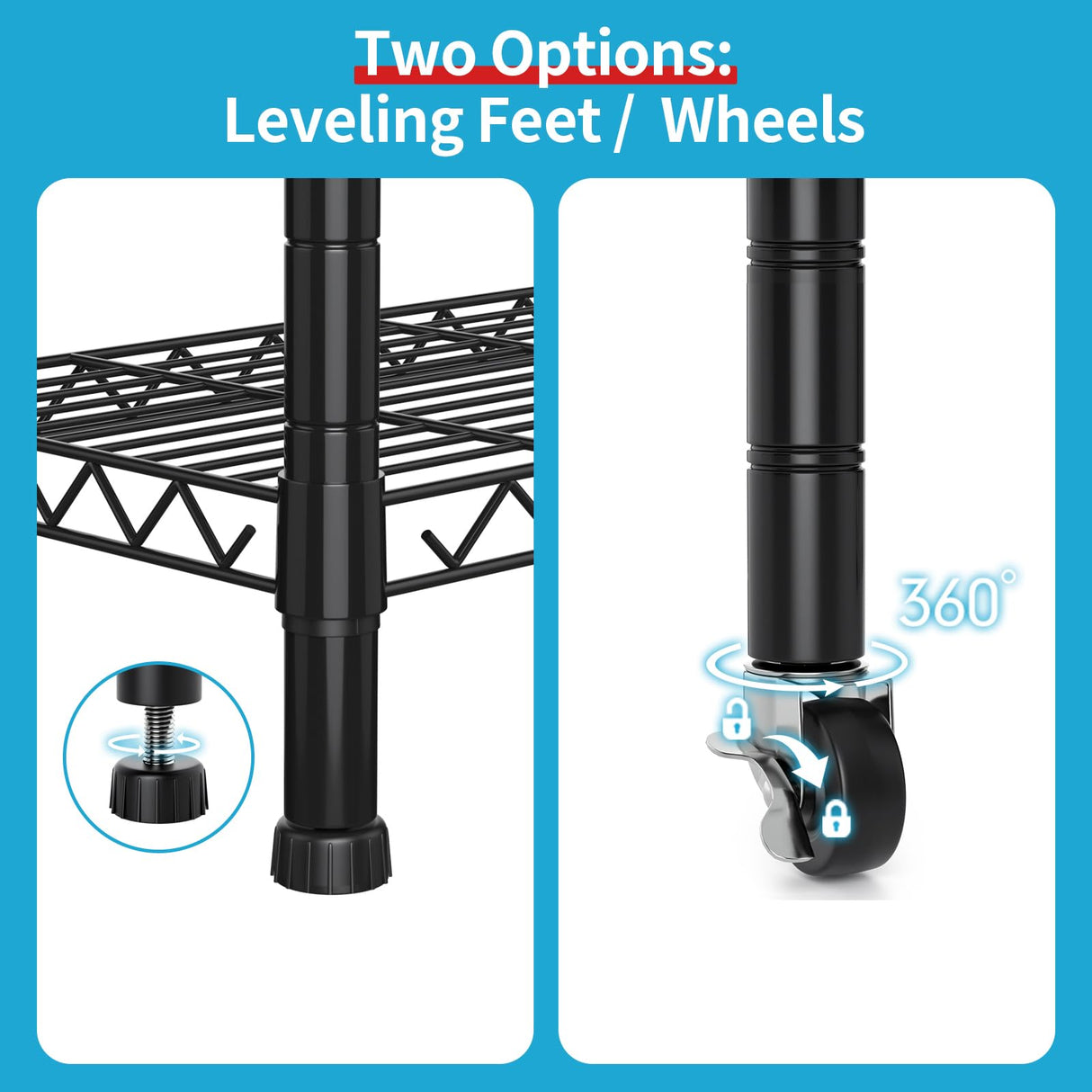 Hodonas 2300LBS Wire Shelving Unit, 36"W x 14"D x 75"H Metal Standing Shelf Units with Wheels / Leveling Feet, 6 Tier, Adjustable, Heavy Duty, and NSF Storage Shelves, Rolling Metal Shelving Wire Rack Hodonas