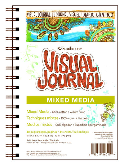 Strathmore Visual Journal Mixed Media Vellum 5.5"X8"-34 Sheets -460150