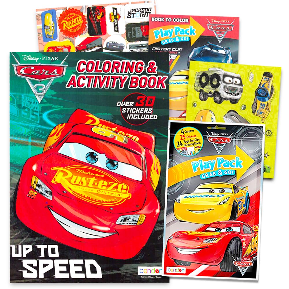 Disney Cars Coloring Book Bundle (Coloring Activity Set Featuring Lightning McQueen) (Blue) Disney