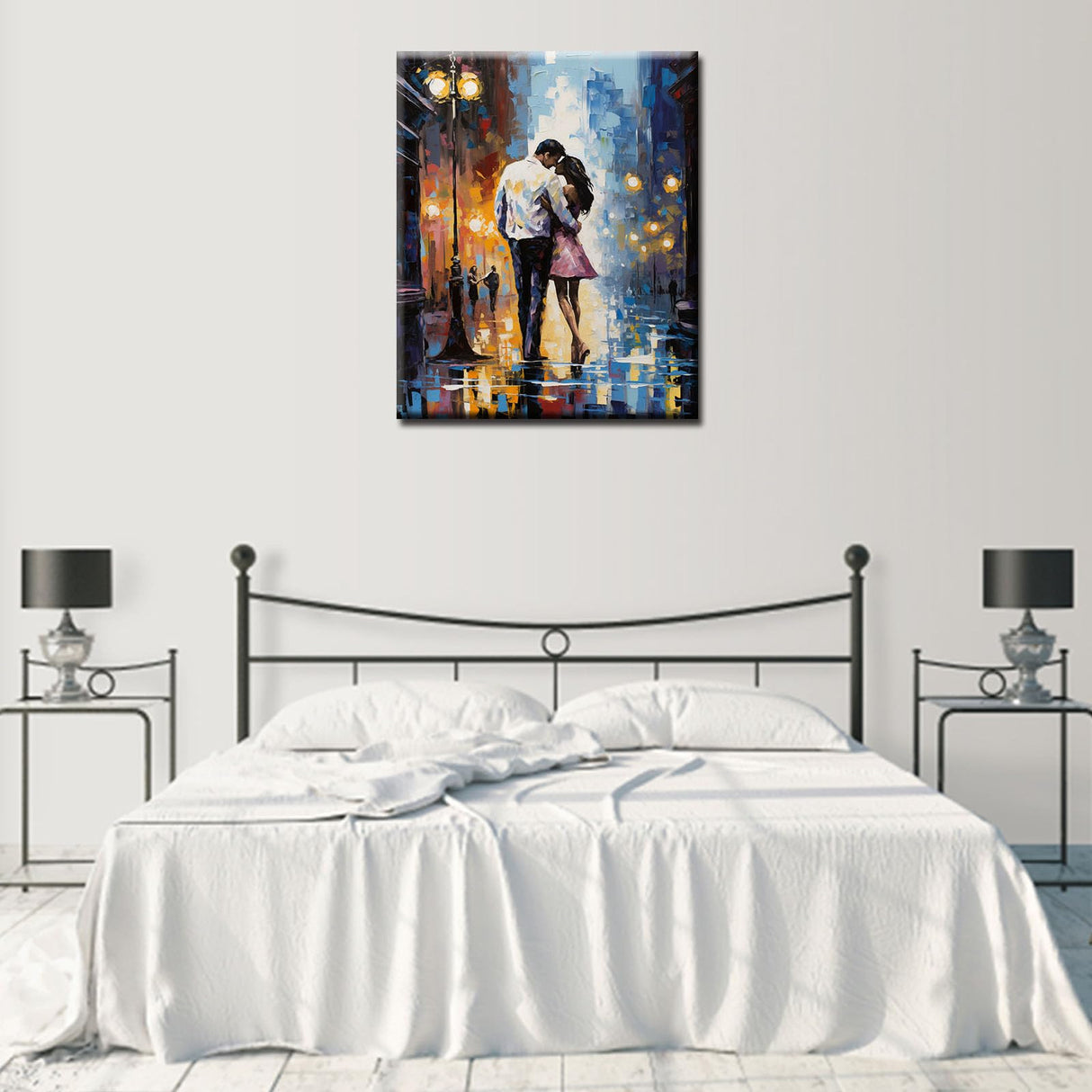 A loving Couple Paint by Numbers Kits with Brushe and Acrylic Pigment on Canvas Lively Street Scenery Painting for Adults Beginner Graffitic Picture Arts Craft Home Decor Gifts 16''x20''(Frameless) TUMOVO