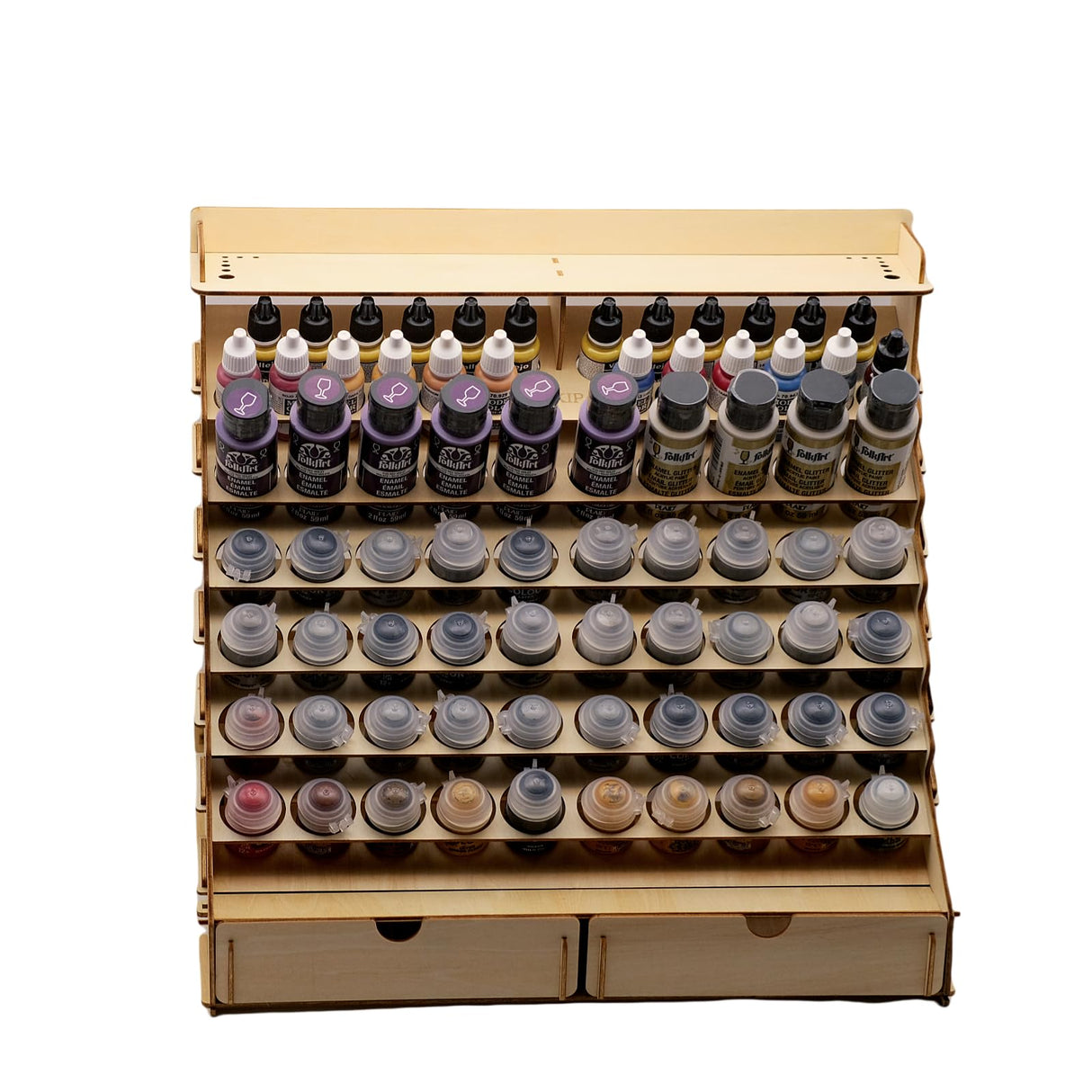 Craft Paint Storage-Modular Paint Organizer - Holds 74 Bottles of Paints, 14 Brushes, 2 Cabinets, and 6 Miniature Stands - Art Tool Storage Rack for Miniature Paint Set Sokipa