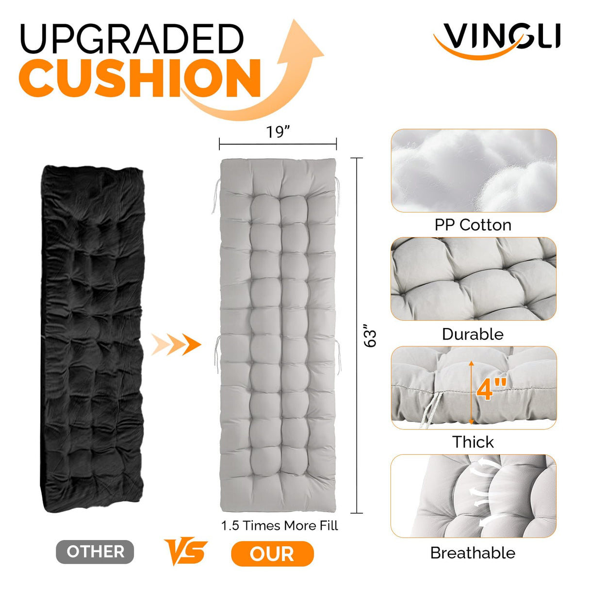 VINGLI Padded Zero Gravity Chair, Lounge Chair with Removable Cushion & Tray, Folding Reclining Patio Chairs, Recliner Chair for Lawn,Indoor and Outdoor VINGLI