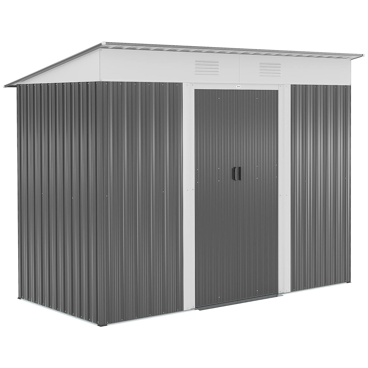 Outsunny 8' x 3.5' Metal Lean to Garden Shed, Outdoor Storage Shed, Garden Tool House with Double Sliding Doors, 2 Air Vents for Backyard, Patio, Lawn, Gray Outsunny