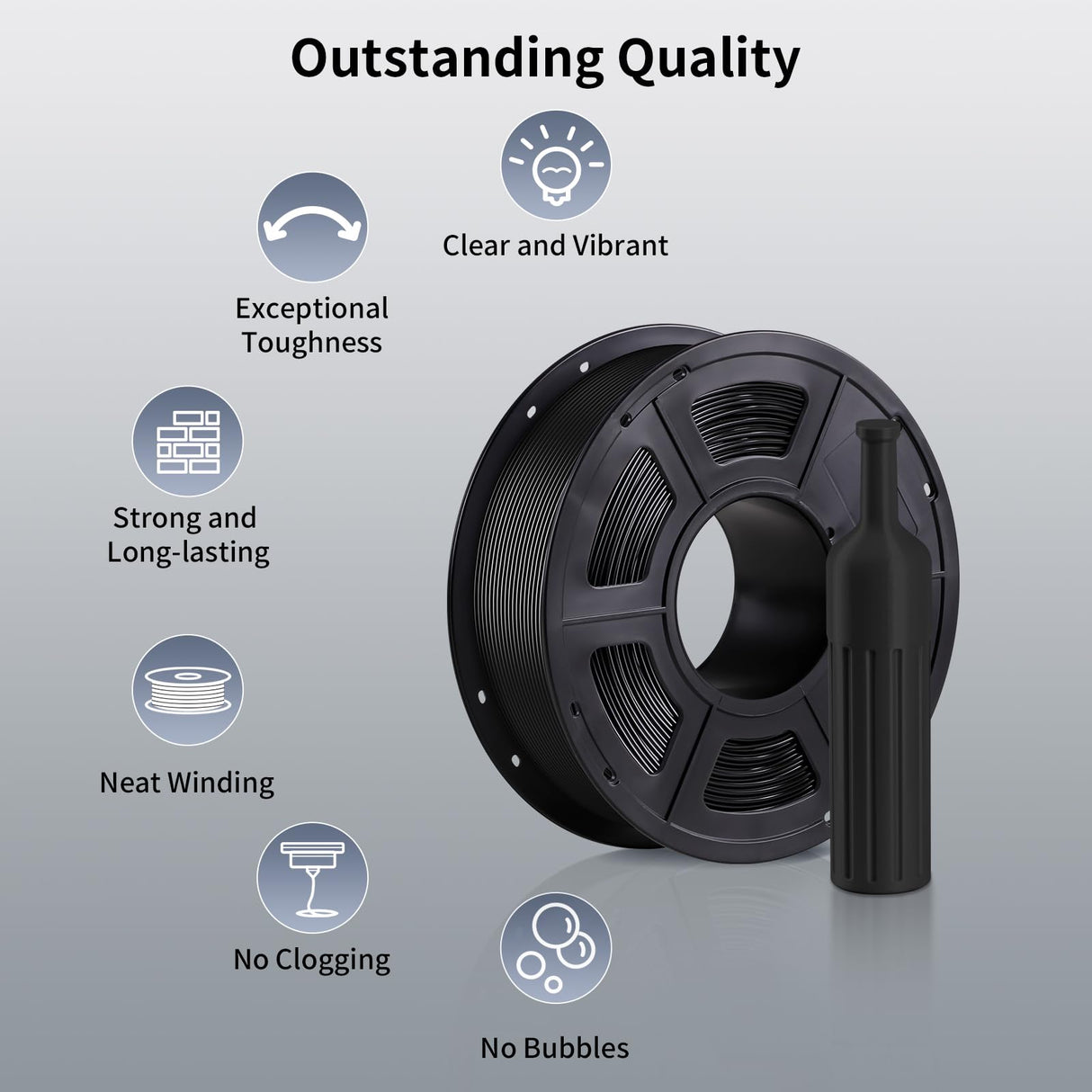ANYCUBIC PETG Filament 1.75mm, 3D Printer Filament, Dimensional Accuracy +/- 0.02mm, Exceptional Toughness and Long-Lasting Print with Most FDM 3D Printers, 1KG Spool, Black ANYCUBIC