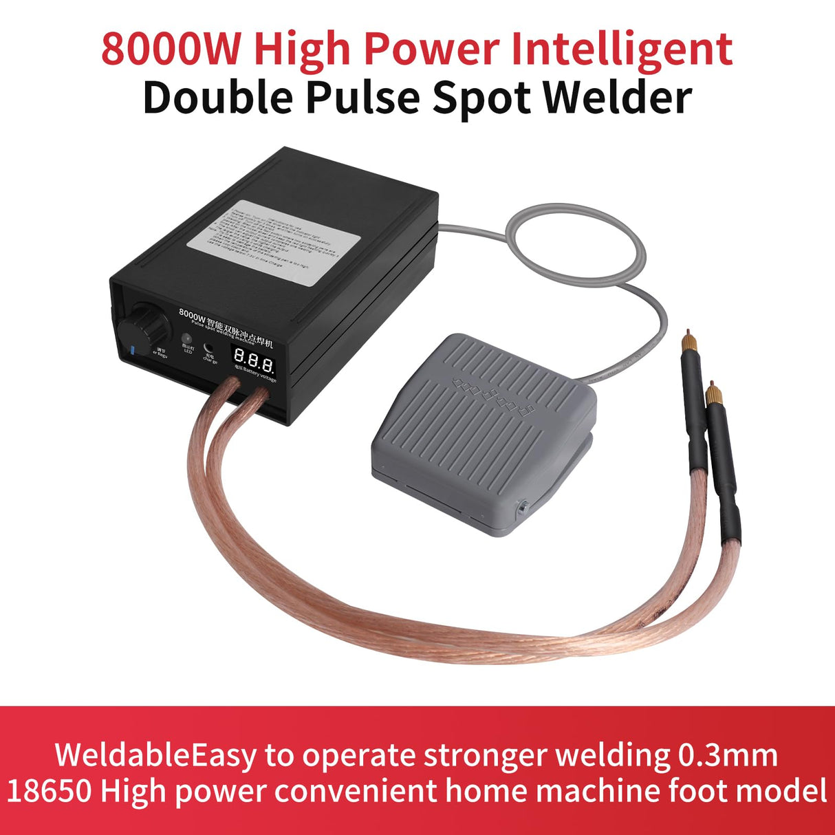 8000W Spot Welder,Handheld Spot Welder,Portable Spot Welder Machine DIY Kit,High Power Handheld Spot Welding Machine,with nickel strip and spot welding pen,for 18650 Battery Pack Welding Tools Docreate