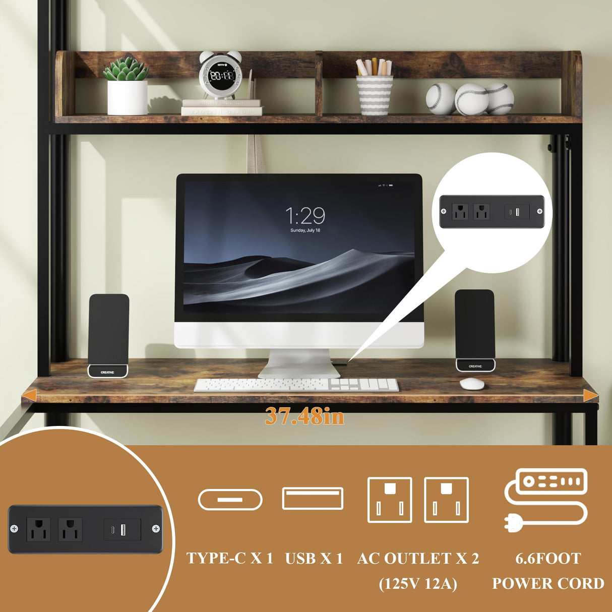 Bellemave Twin Over Twin bunk Bed with Desk, loft Bed with Desk and Shelves, Twin Over Twin Metal Bunk Beds with Charging Station, Black Bellemave