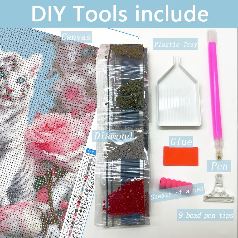 AMORARS 5D Diamond Painting Kit for Adults, Tiger Diamond Art Beginners - Full Diamond Dot Gem Art Flower, Suitable Gifts, and Home Decoration Crafts, 12x12Inch AMORARS