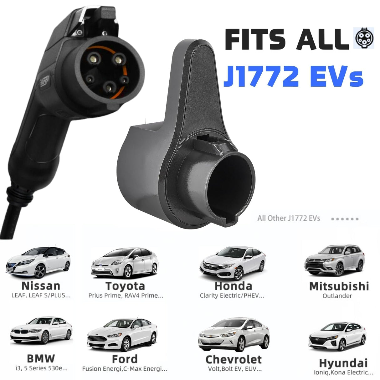 MECMO EV Charging Cable Holder Wall Mount for J1772, Electronic Vehicle Charger Cord Hanger, EVSE Car Charger Cable Organizer Management, EV Charging Plug Cord Protector Wall Hook SAE J1772 Connector MECMO