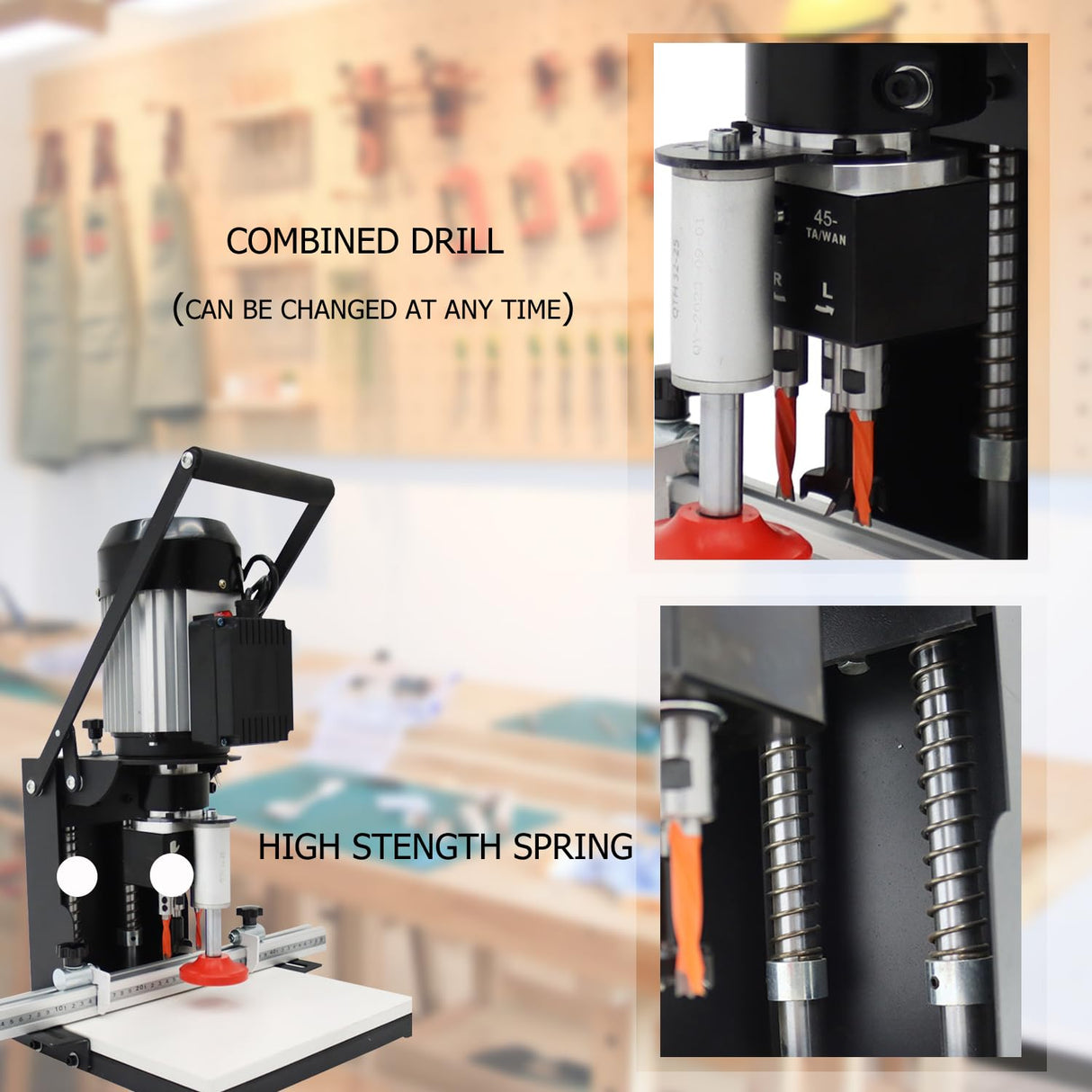HayWHNKN Hinge Drill Machine 45-9.5 Pneumatic Hinge Boring Insertion Machine Portable Woodworking Hing Boring Drill Press Machine HayWHNKN