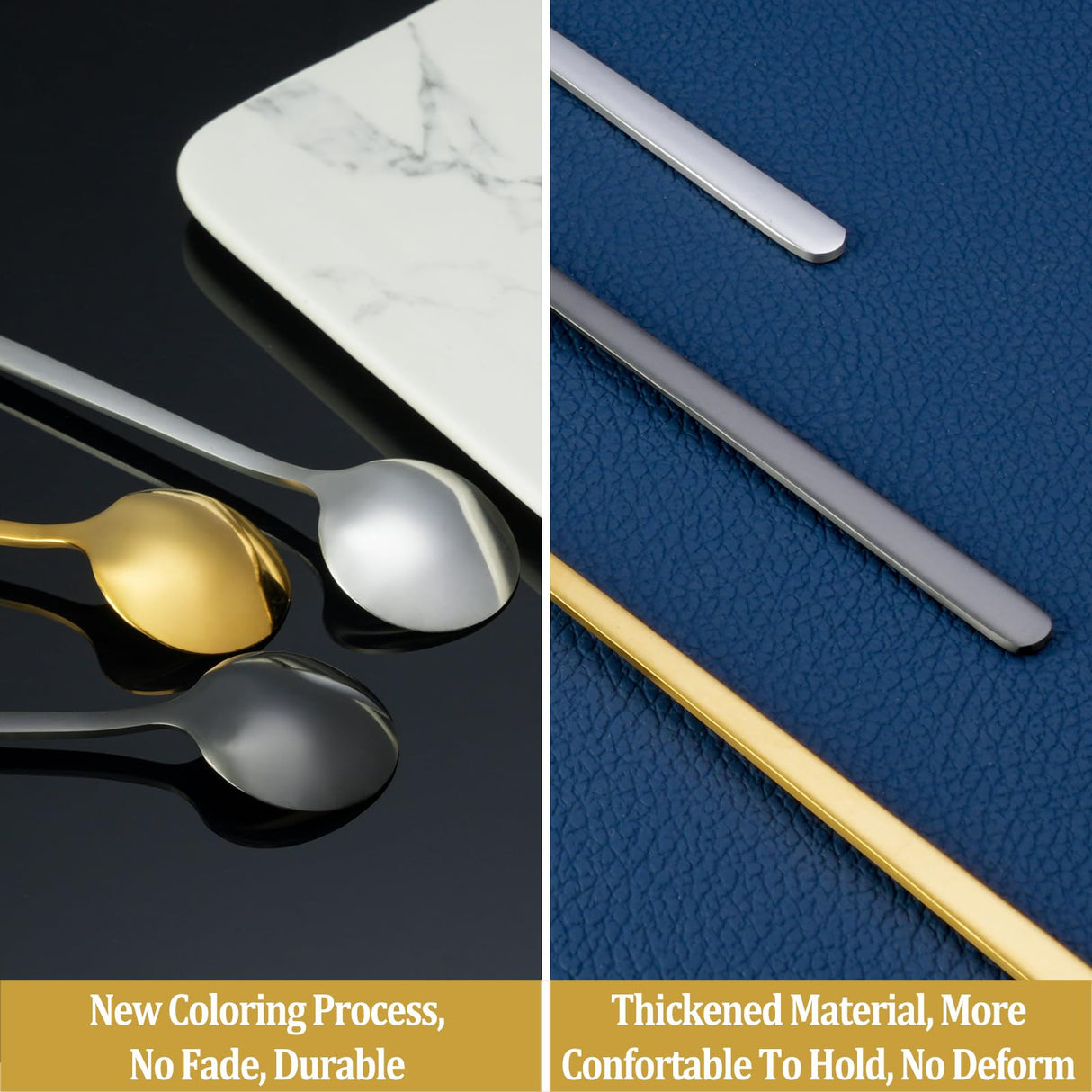 12 Pcs Coffee Spoons Set, 6.7" Gold Tea Spoons Long Handle, Stirring Spoons, Gold Small Teaspoons, Stainless Steel Gold Spoons, Long Spoons for Stirring, Gold Espresso Spoons, Coffee Bar Accessories NEWDRIP