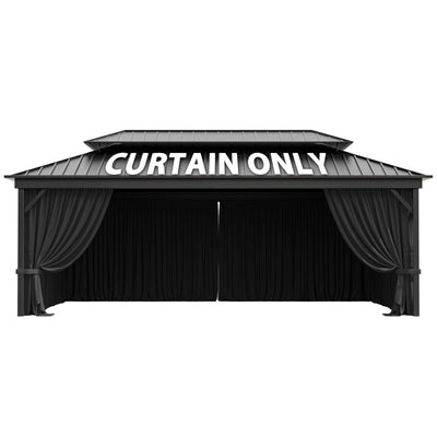 12'x 20 Gazebo Curtains Outdoor Waterproof with Hanging Rings, 4-Panel Double Zipper Sidewalls Universal Replacement Privacy Curtain, Outdoor Gazebo Curtains for Patio, Backyard(Curtains Only)