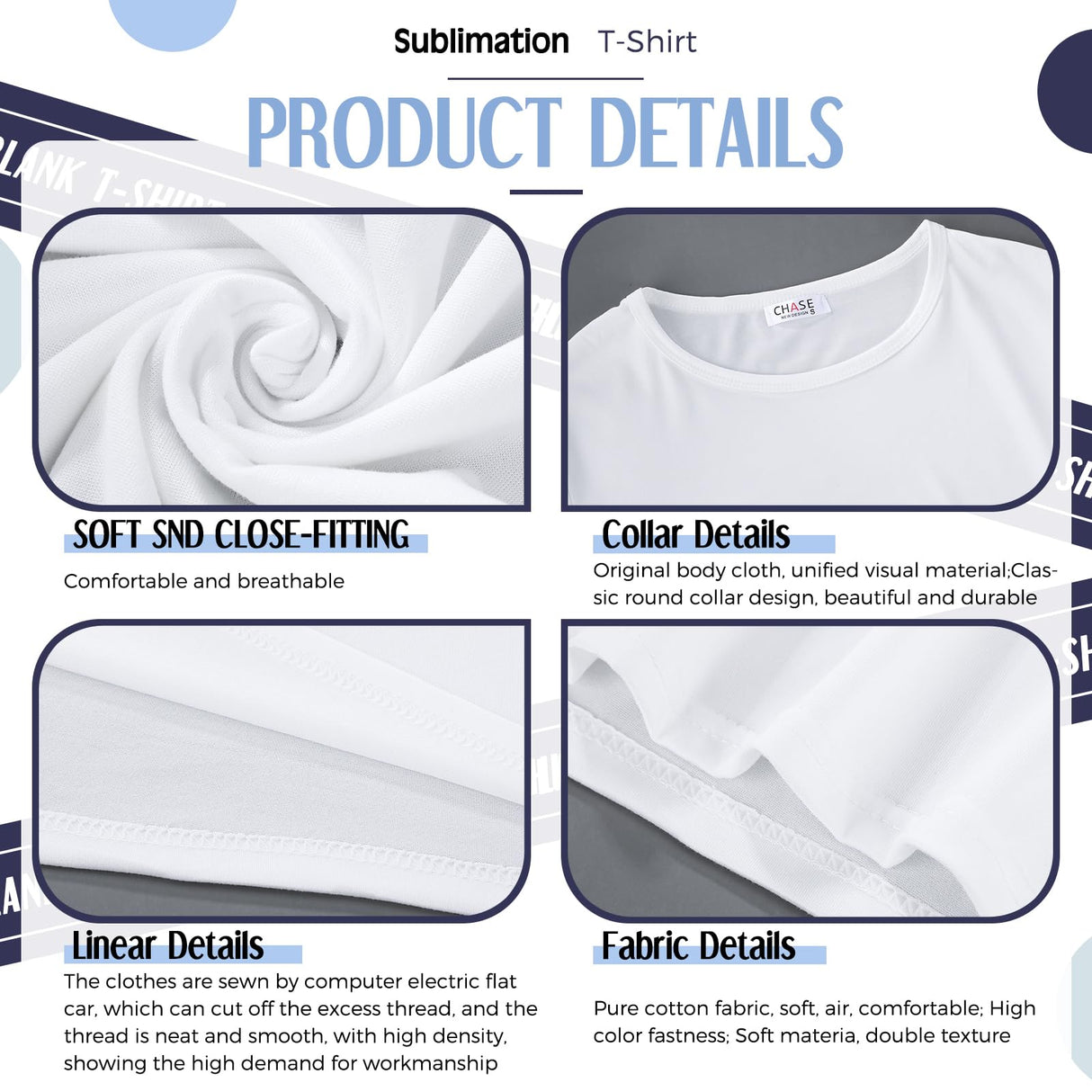 JenPen 5 Pieces Men's Unisex Sublimation Blank T Shirt White Polyester Shirts Crew Neck Short Sleeve for Sublimation T Shirt (XL) JenPen