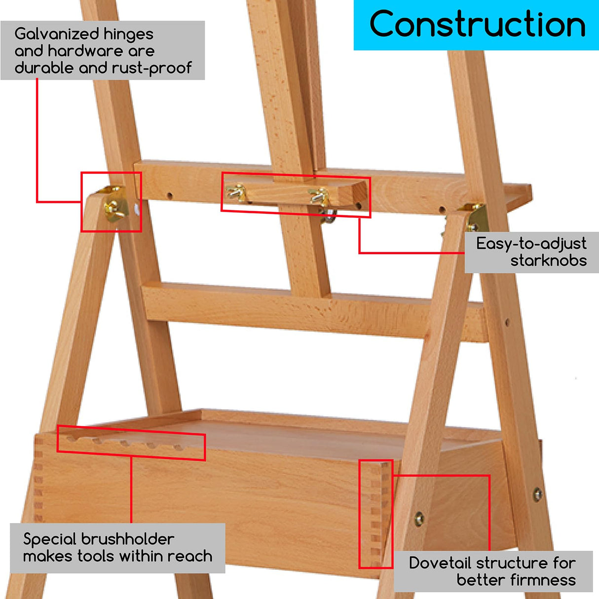 MEEDEN Forward Tilt Studio H-Frame Easel with Art Supply Storage Drawer - Adjustable (58"~75") Solid Beech Wood Easel Stand for Artists, Students and Beginners, Holds Canvas Art up to 37" MEEDEN