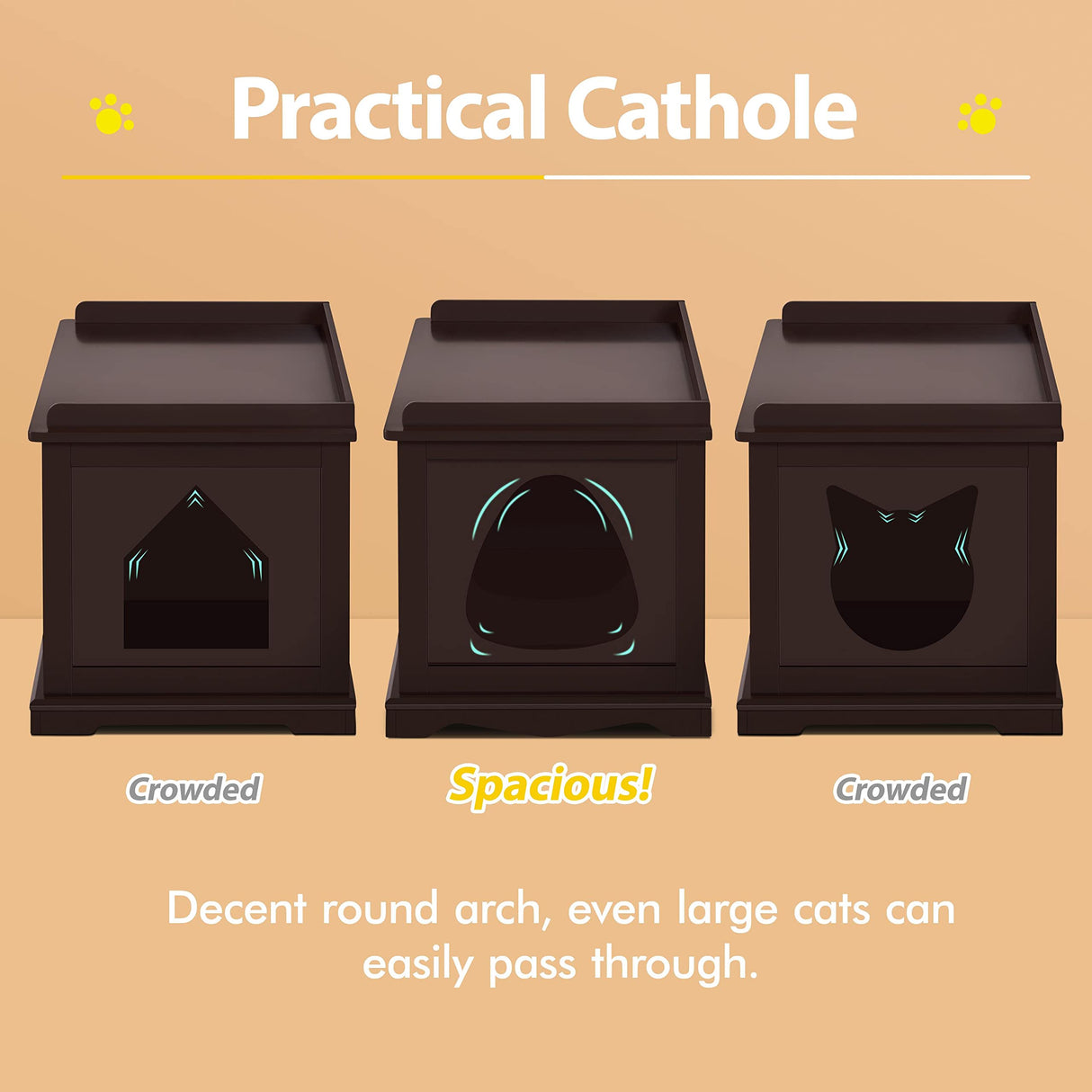 Yaheetech Cat Litter Box Enclosure, Hidden Cat Washroom Wooden Cat Litter Cabinet Indoor Cat Litter Box Furniture, Decorative Pet Side Table, Storage Bench for Large Cat Kitty, Espresso Yaheetech