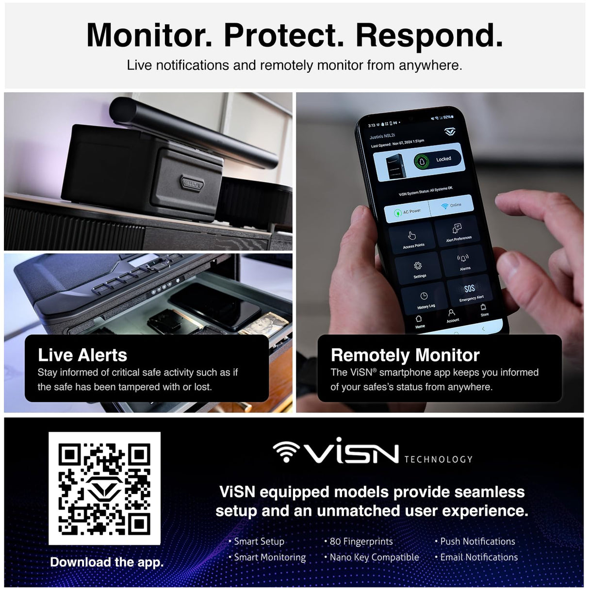 VAULTEK MR Series Dual Layer Smart Handgun Safe Multiple Pistol Storage Smart Safe with Biometric Scanner, Live Alerts, and Auto-Open Door (Biometric + WiFi) VAULTEK