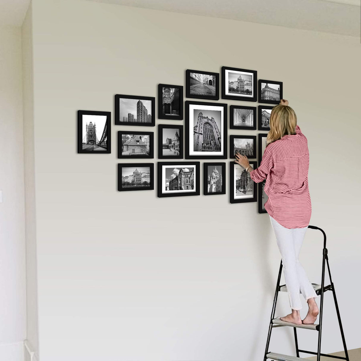 26 Pieces Picture Frames Set Collage Photo Frames Wall Gallery Kit for Wall and Home, Two in 8X10, Five in 5X7, Seven in 4X6, Twelve in 3.5X5 in Black White (Black) Transforcat