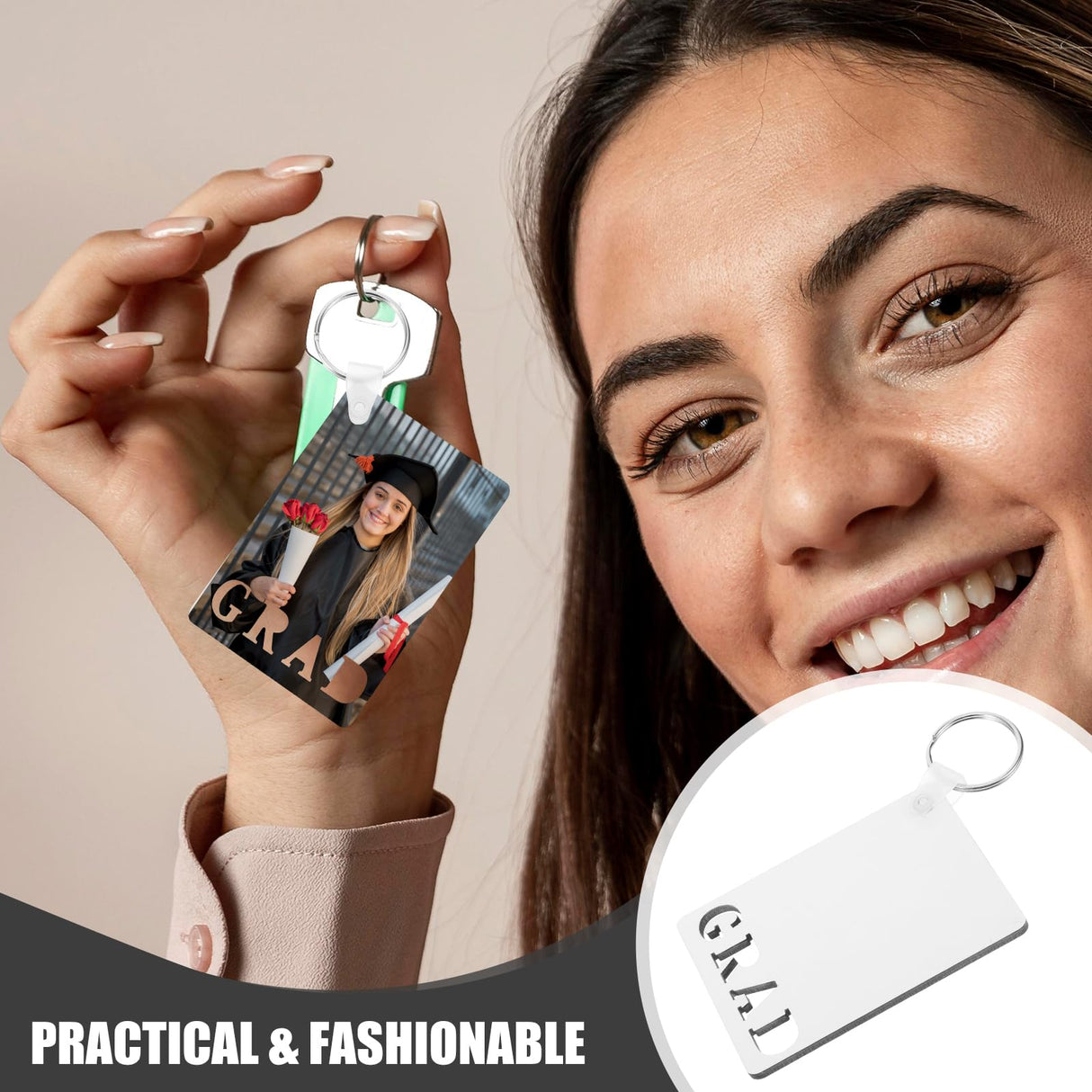 LUOZZY 20pcs Sublimation Keychain Blanks 2024 Sublimation Graduation Blanks Keychain 2024 Grad Photo Frame Keychains Graduation Cap Shaped Keychains Sublimation Blank LUOZZY