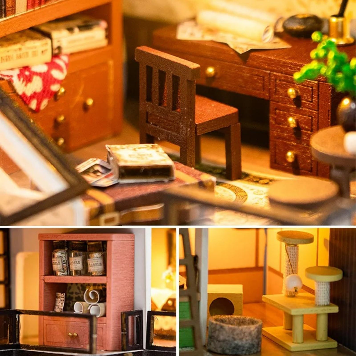OZJAY DIY Miniature House Kit, Tiny House Kit with Dust Proof Cover & Tools, DIY Wooden Dollhouse Miniature Kit for Adults Teen, Wooden Crafts Lovely Dollhouse Kit OZJAY