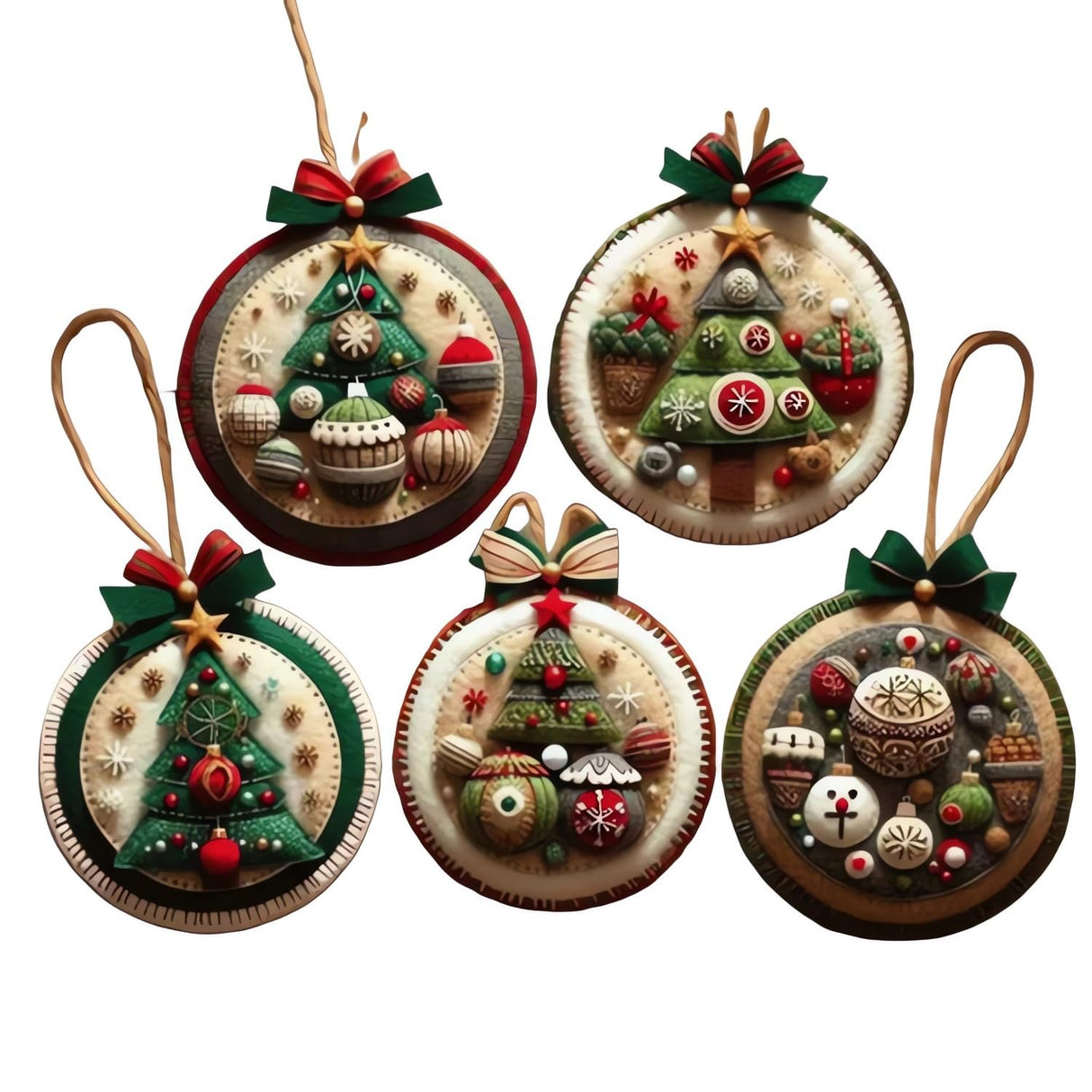 DIY Christmas Felt Patch Kit, Felt Christmas Ornaments, Craft Set with Pre-Cut Felts Sheets, Holiday Craft Kit for Family Fun, Beginner-Friendly, Handmade Xmas Decorations for Tree & Home (#A) DABATO