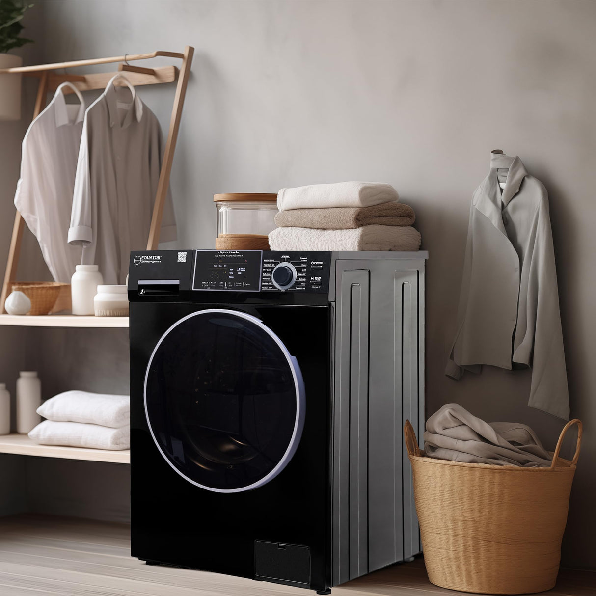 Equator All-in-One Washer Dryer VENTED-DRY 30% FASTER than Condense 15lb 110V in Black Equator Advanced Appliances