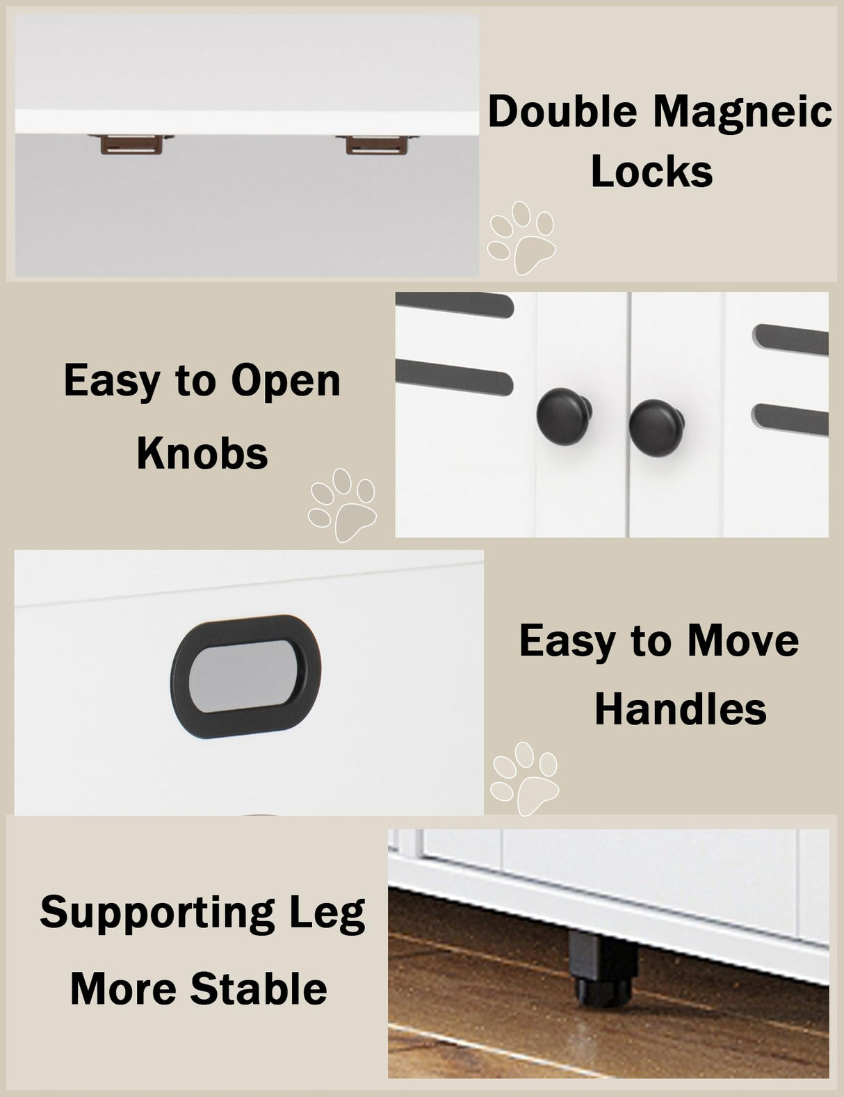 DINZI LVJ Litter Box Enclosure for 2 Cats, Hidden Litter Box Furniture with Double Rooms, Dual Cat Litter House, Front Doors, 47.2" Wooden Hidden Cat Washroom, Side End Table, TV Stand, White DINZI LVJ