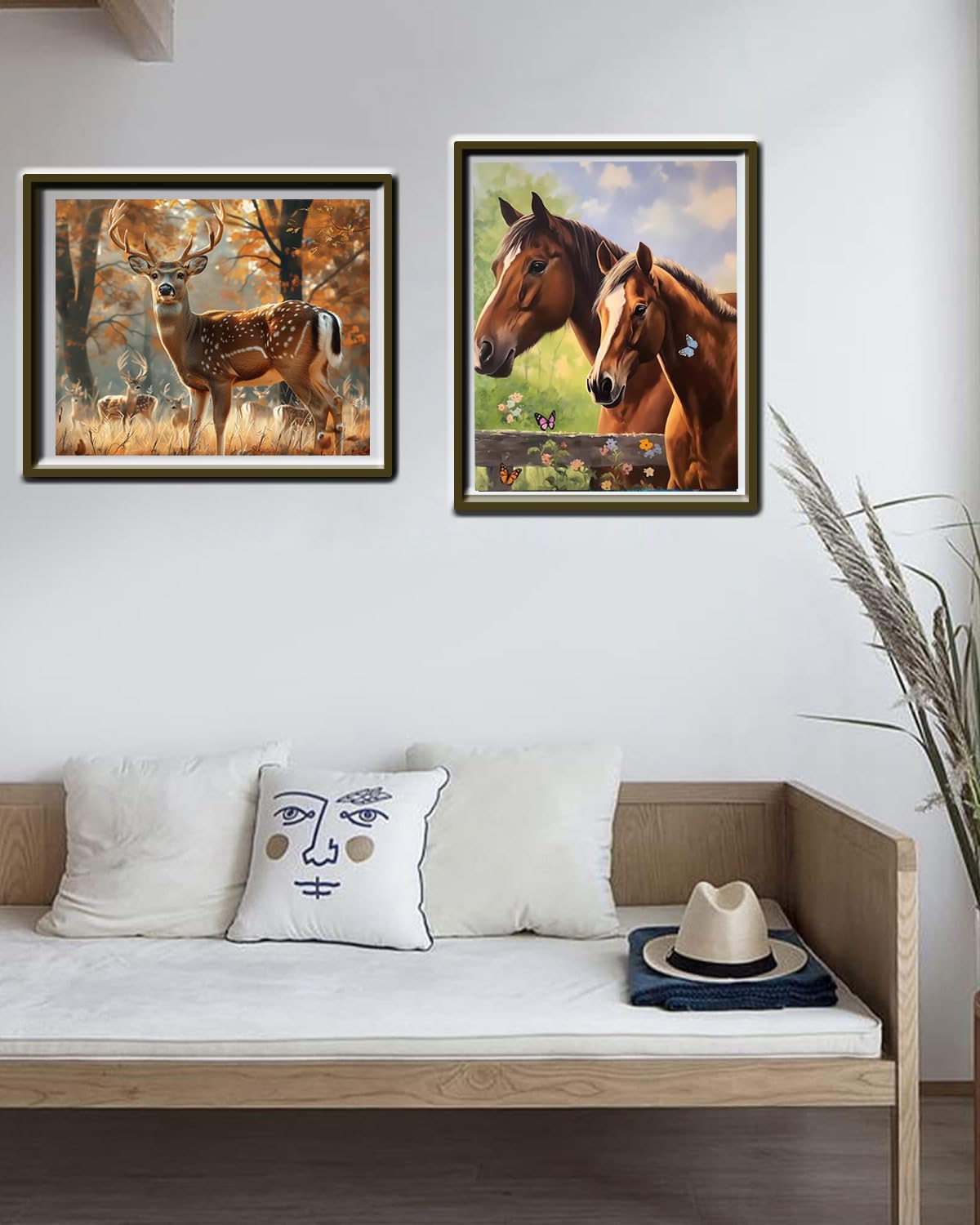 TOCARE 2 Pack Paint by Numbers Kit for Adults Horse, 16x20inch Deer Adult Paint by Number Canvas,Adults' Paint-by-Number Kits for Animals Lovers TOCARE