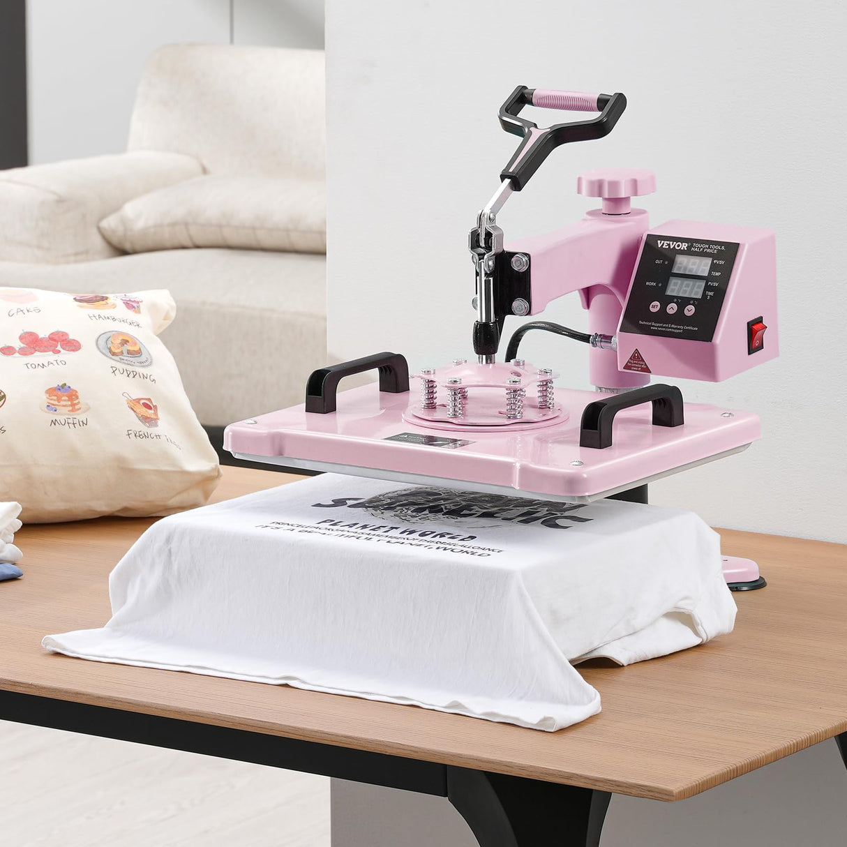 VEVOR Heat Press Machine 5 in 1 Combo with 30 OZ Tumbler Press & Hat Press, Slide Out 12x15 Inch Heat Press Sublimation Machine for T-Shirts, Hats Caps Tumblers Glass Cans Mugs, and Plates (Pink) VEVOR
