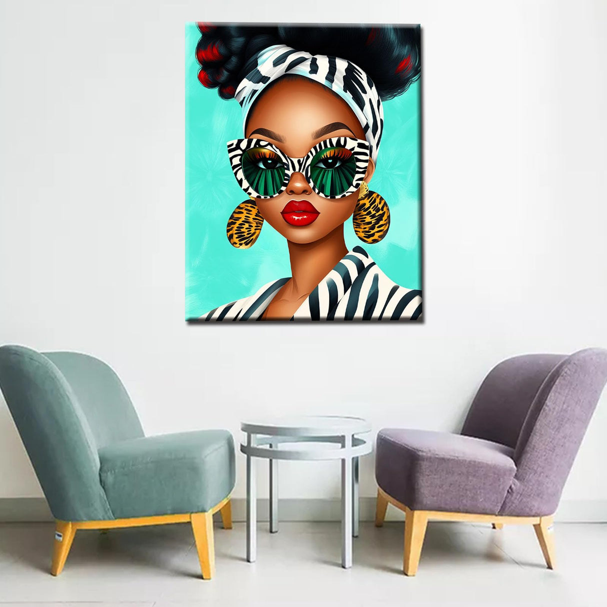 Tucocoo African Woman Portrait Paint by Numbers Kits 16x20 inch Canvas DIY Oil Painting for Adults with Brushes and Acrylic Pigment Modern Female Cartoon Style Picture for Home Decor (Without Frame) Tucocoo