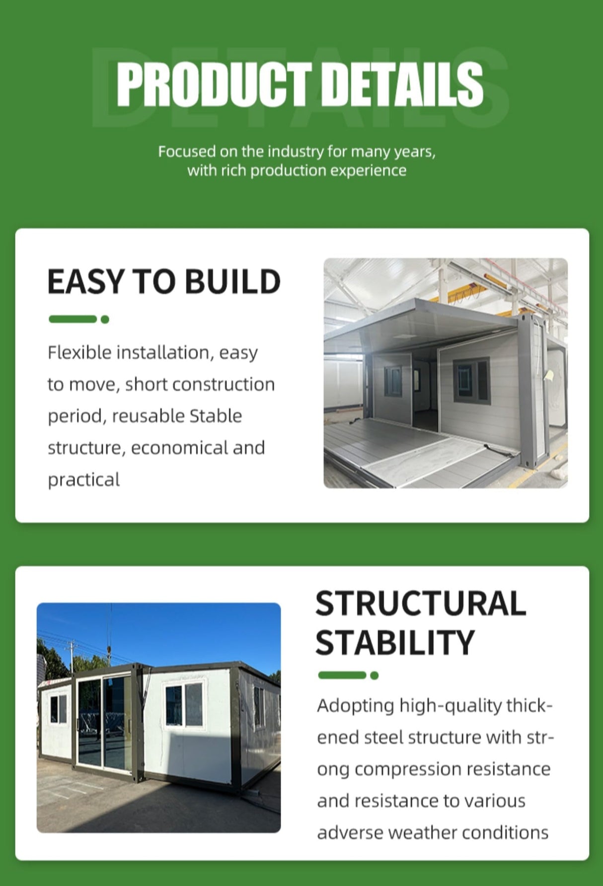 Modern Prefab Tiny Home Portable Container House Prefab Kit 20ft 30ft 40ft Optional 2/3/4 Bedroom Foldable Modular Home for Adult Living Generic