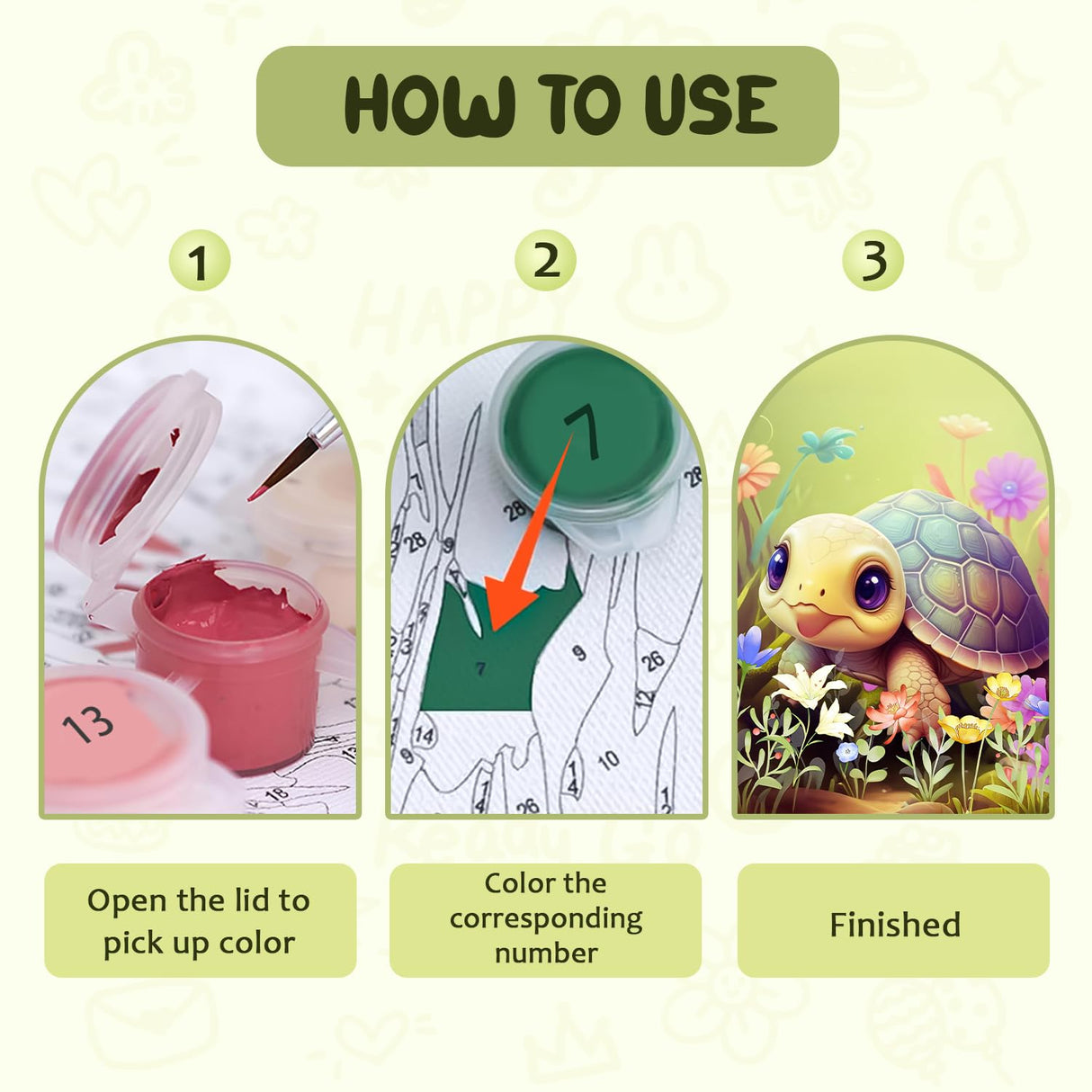 Pangoo Art Paint by Numbers Kit for Adults, Flower Turtle Paint by Numbers, Cute Animal Adults Paint by Number Kits, 16" X20" Paint by Number Canvas for Home Wall Art Decor Pangoo Art