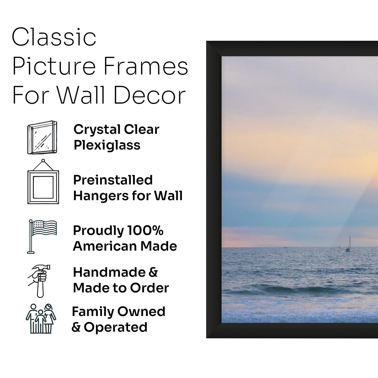 US Art Black 19.75x29.5 Puzzle Frame 1.25" Inch Wide - Handmade American Picture Frames with Preinstalled Hangers and UV Blocking Plexiglass, 19.75x29.5 Frame US Art