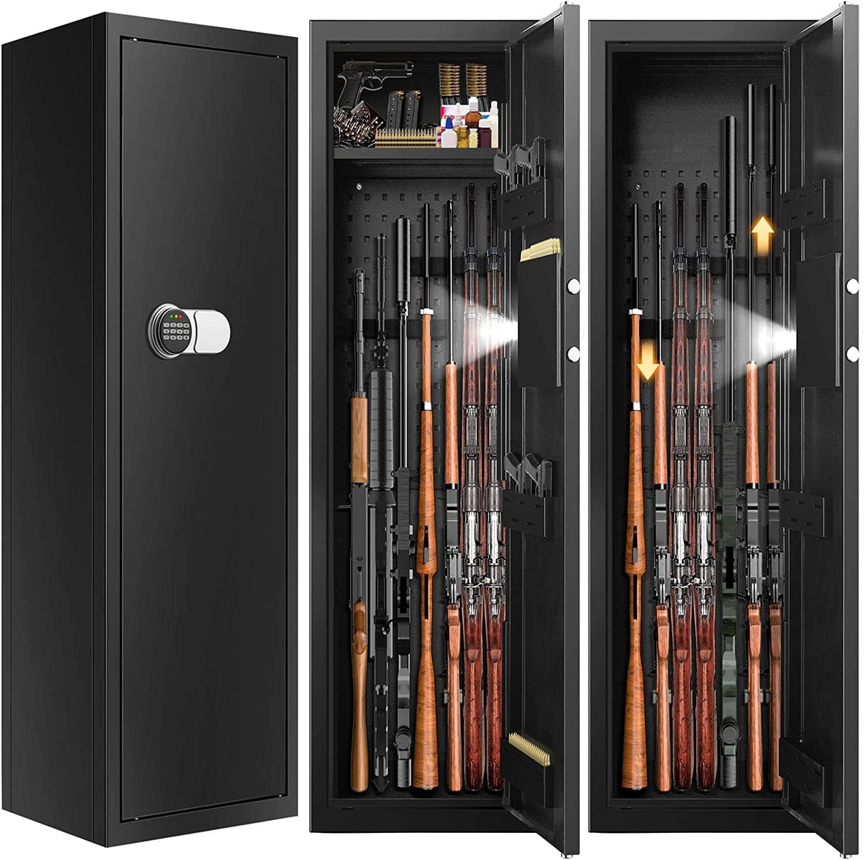 Tepafac Fireproof 7-8 Rifle Gun Safe Gun Cabinet with Removable Shelf, 51" Deeper Long Gun Safes for Home Rifle and Pistols with Silent Mode, Anti-Theft Large Gun Safes for Rifles and Shotguns Tepafac